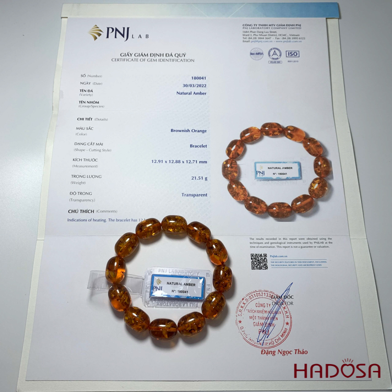 Vòng Hổ Phách vàng đậm hạt trụ 13*18mm