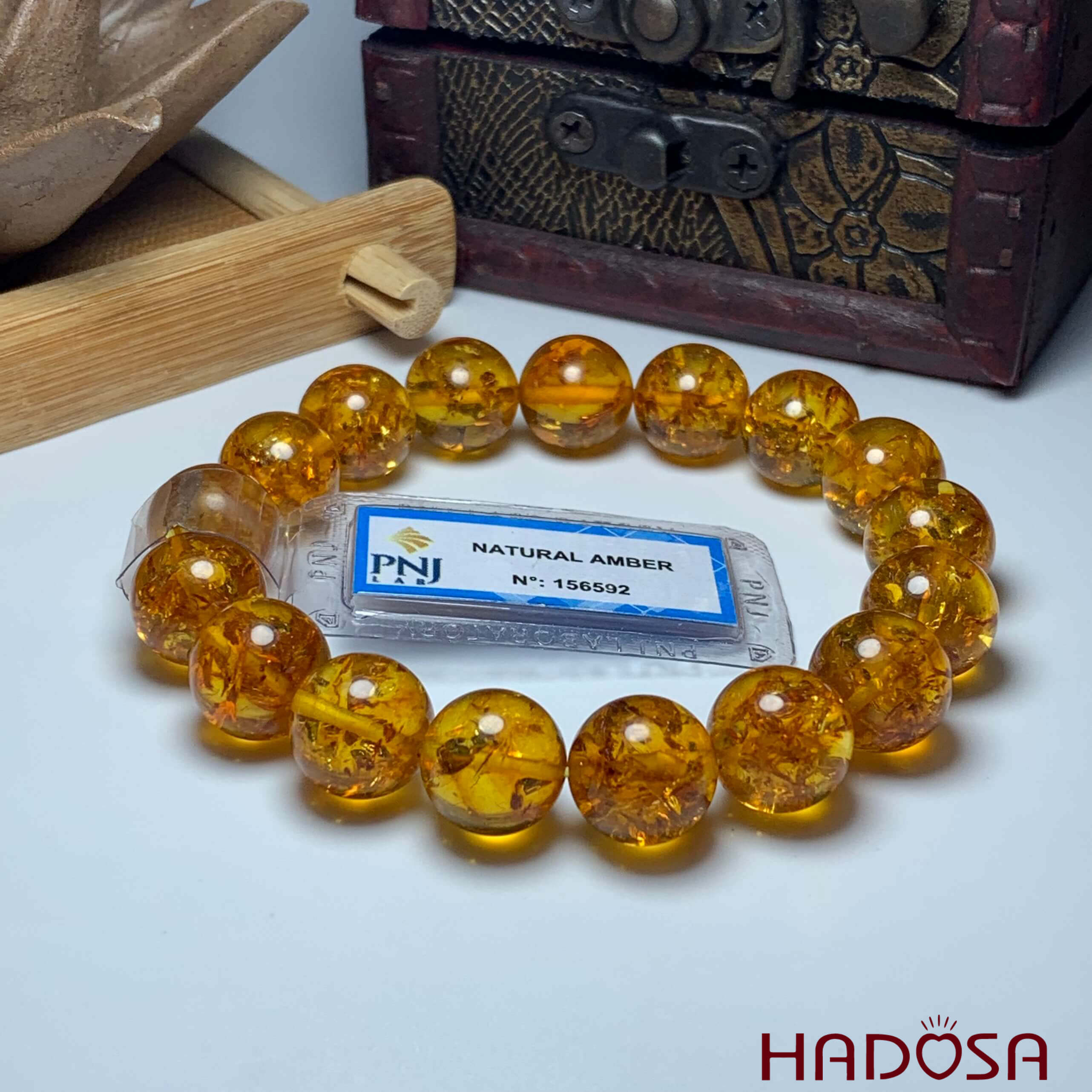 Vòng Hổ Phách Baltic cognac vàng mật ong 12mm cao cấp