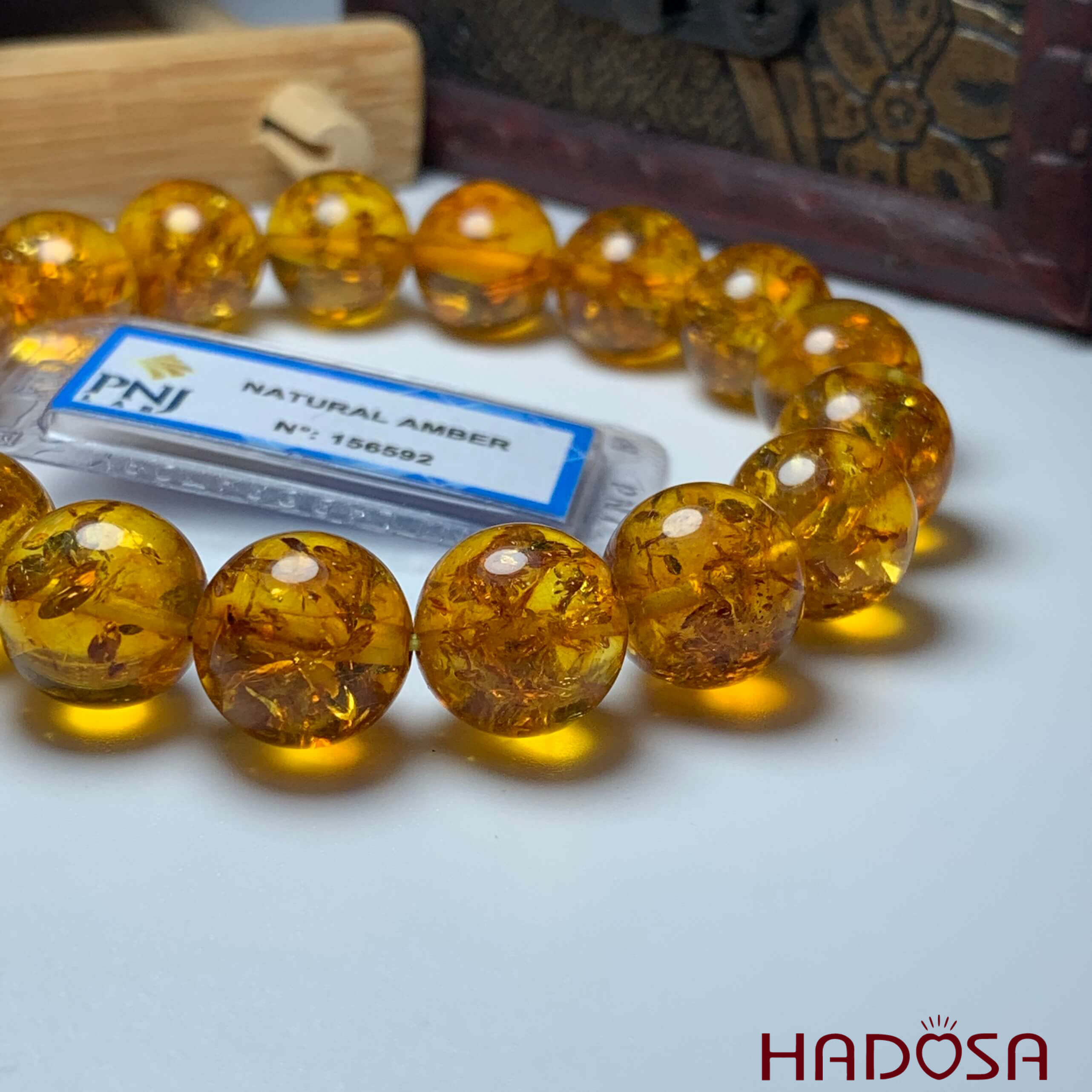 Vòng Hổ Phách Baltic cognac vàng mật ong 12mm cao cấp