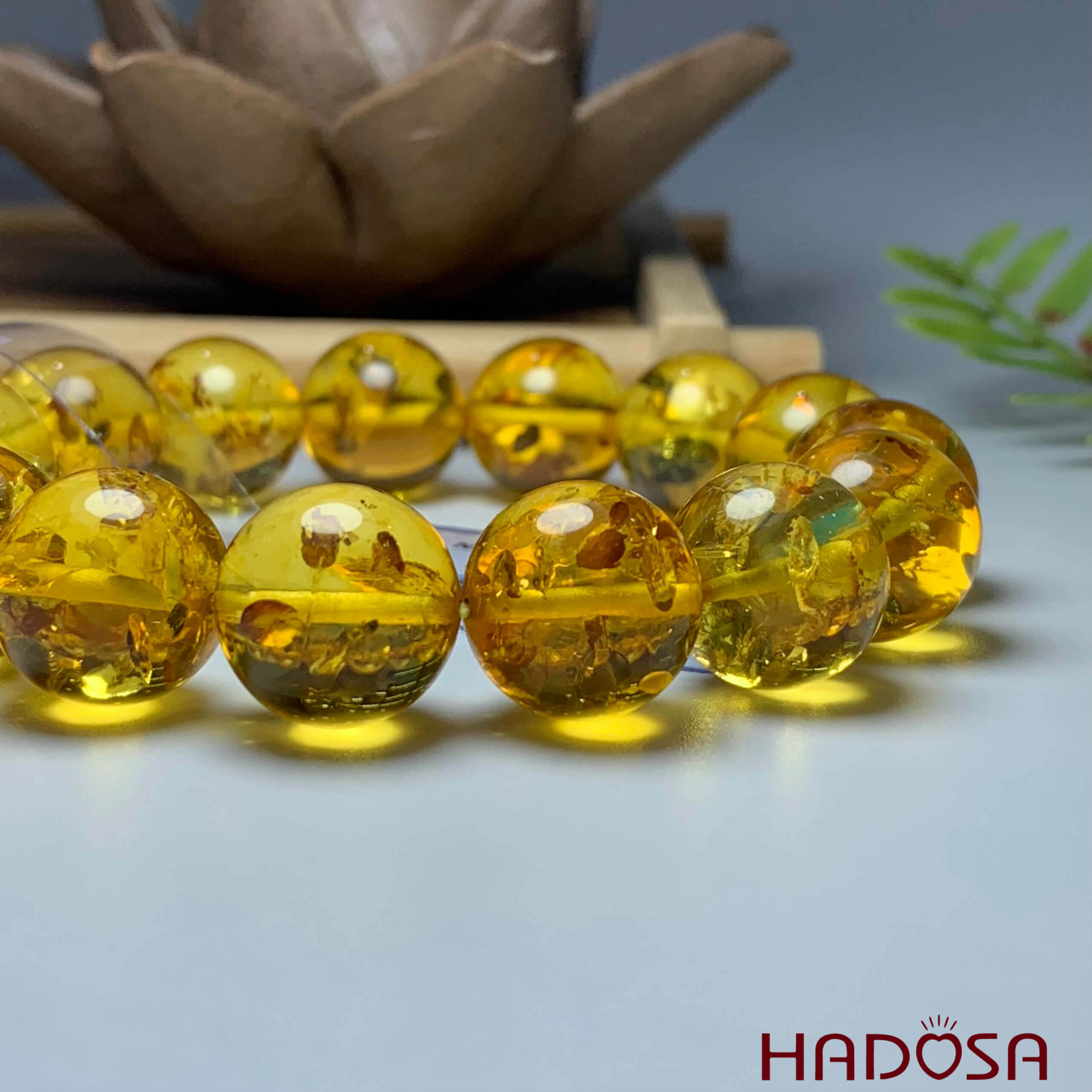 Vòng Hổ Phách Cognac Baltic vàng 14mm đặc biệt cao cấp
