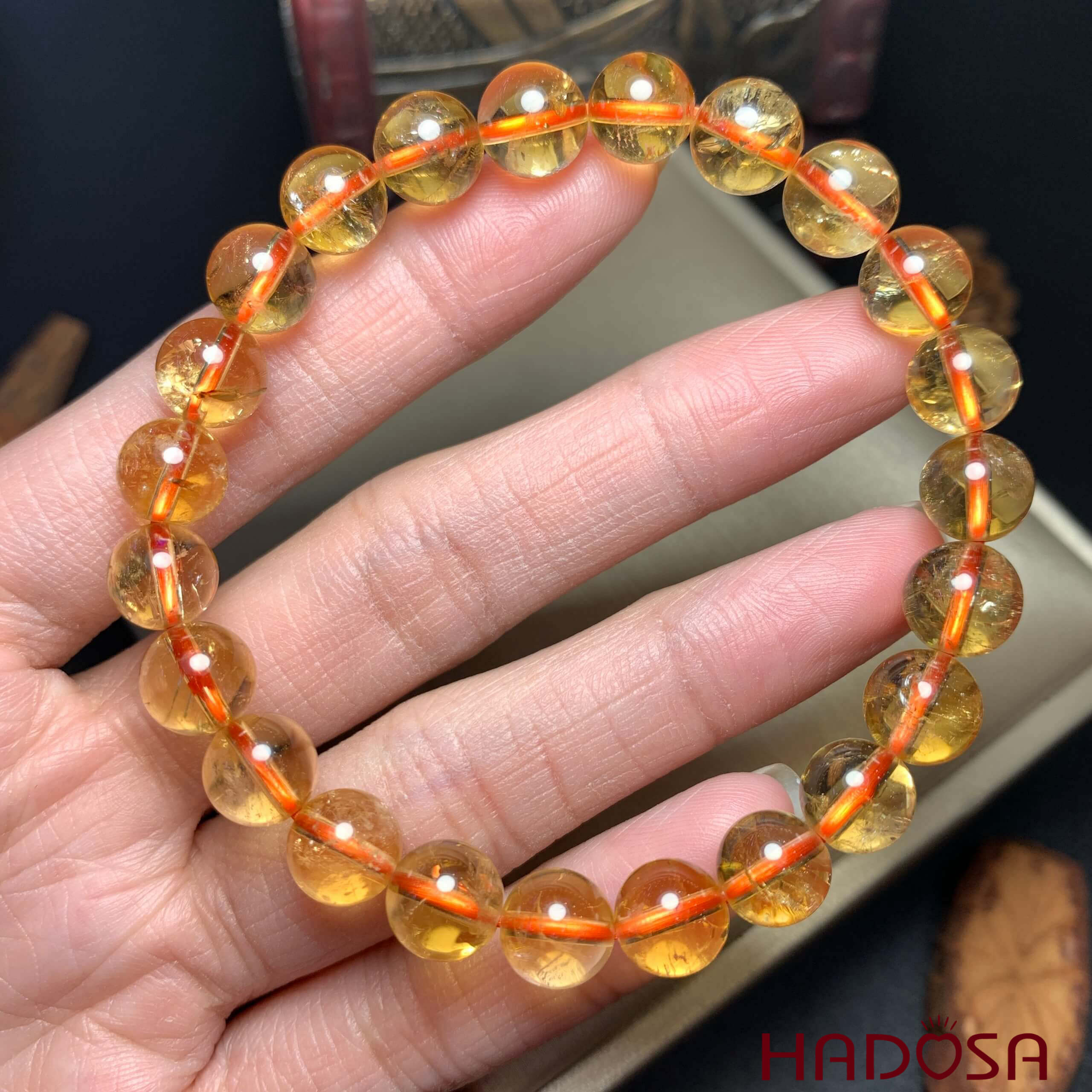 Vòng tay Thạch Anh Vàng 8mm chuẩn 5A