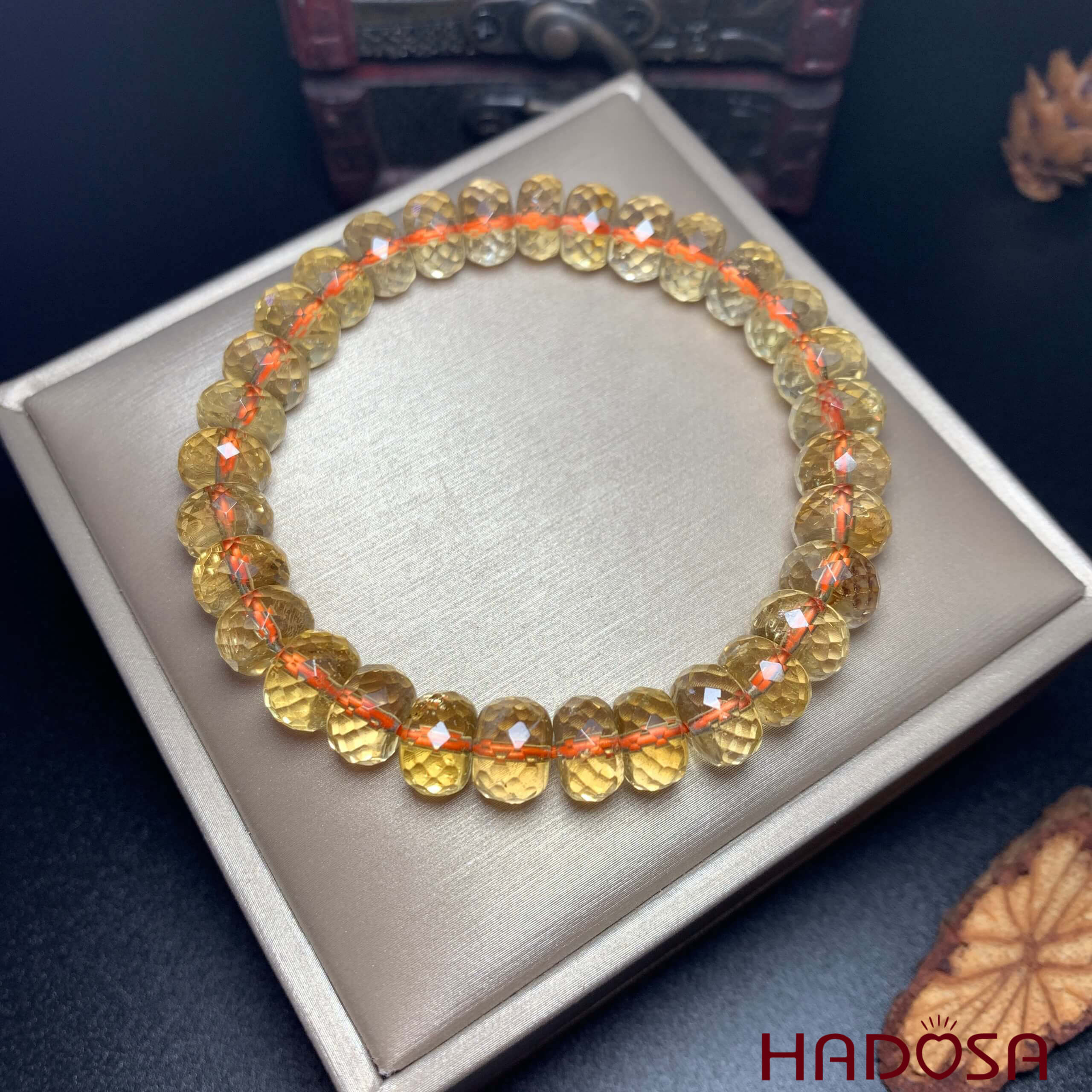 Vòng Thạch anh vàng cắt giác hạt bầu 6*9mm