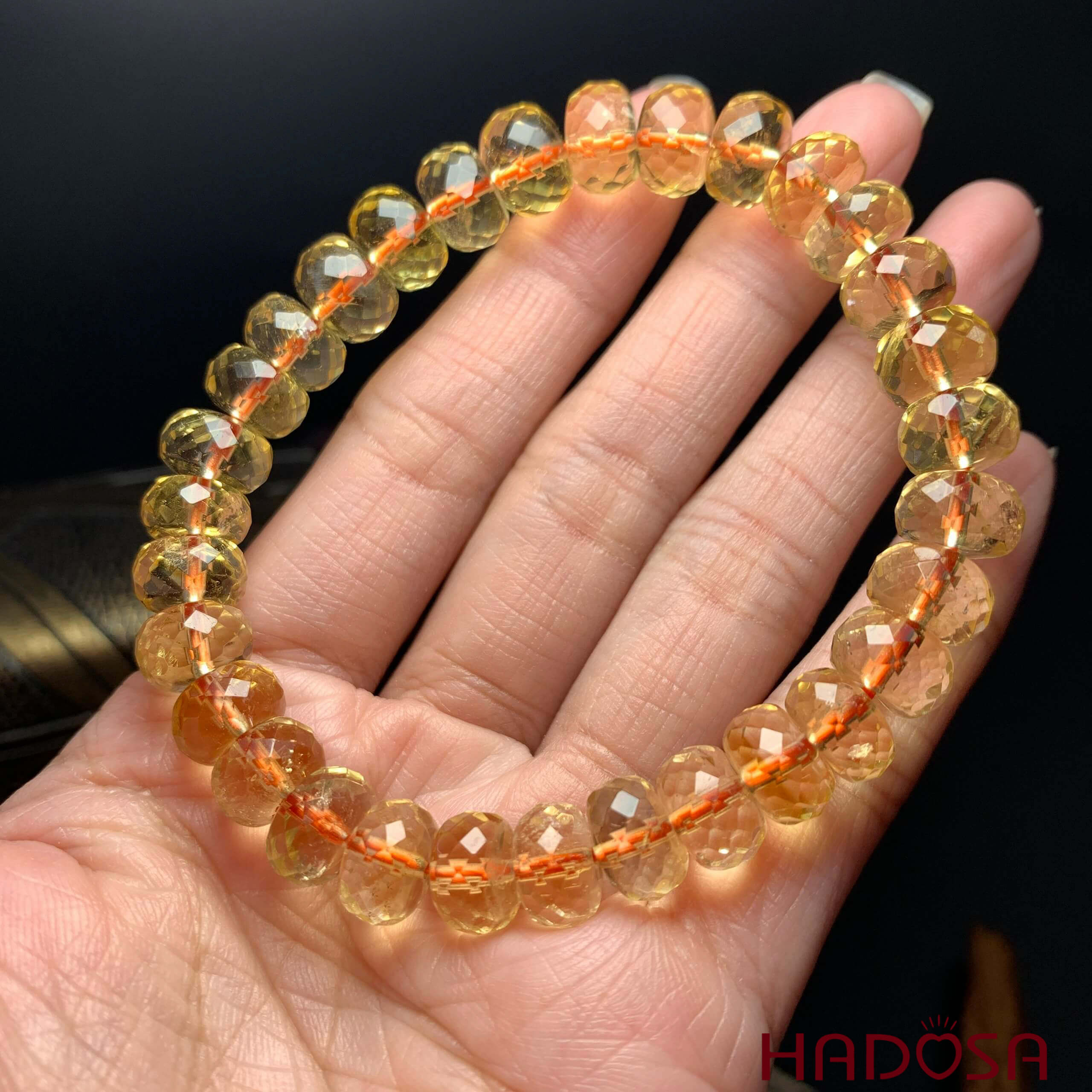 Vòng Thạch anh vàng cắt giác hạt bầu 6*9mm
