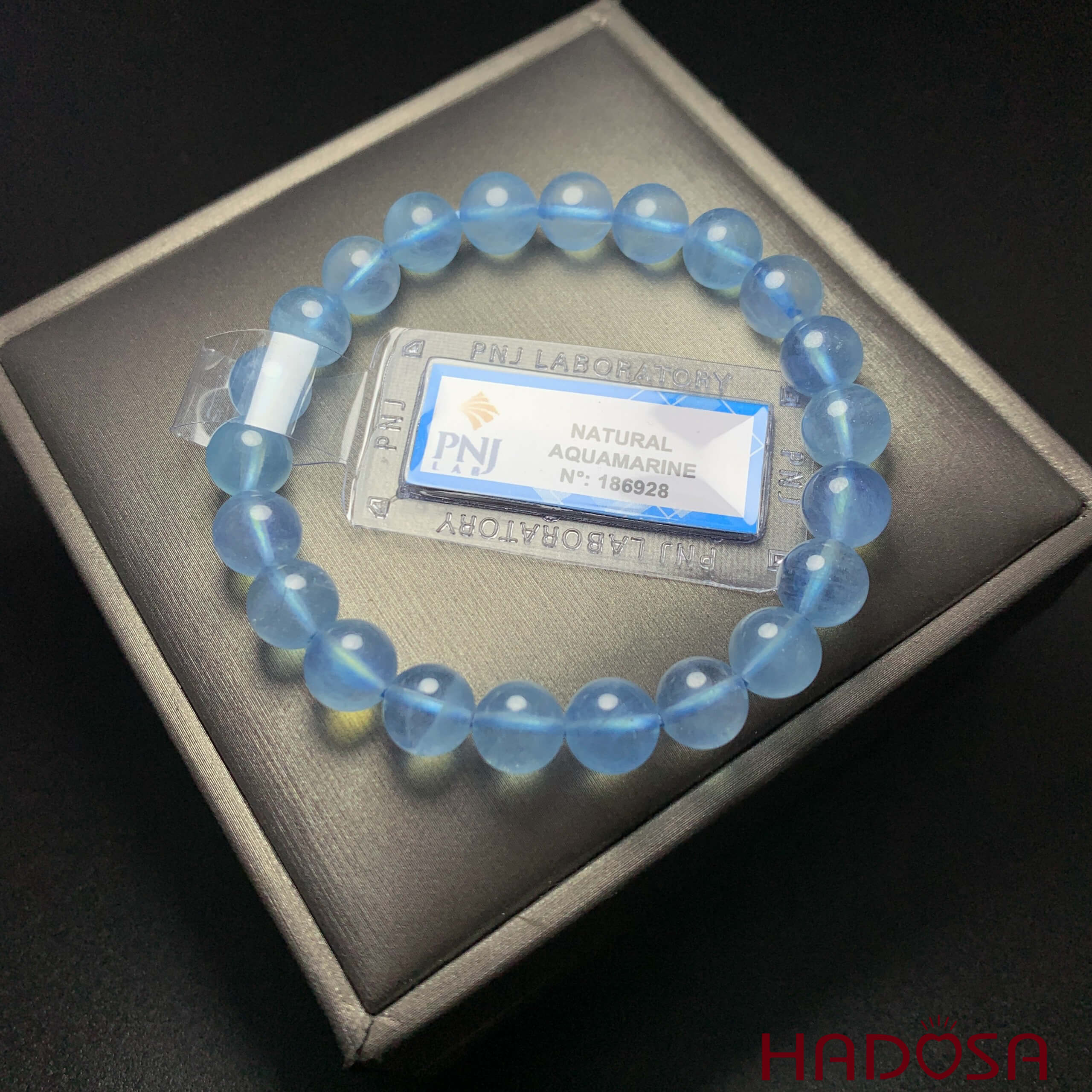 Vòng đá Aquamarine 8mm chuẩn 6A