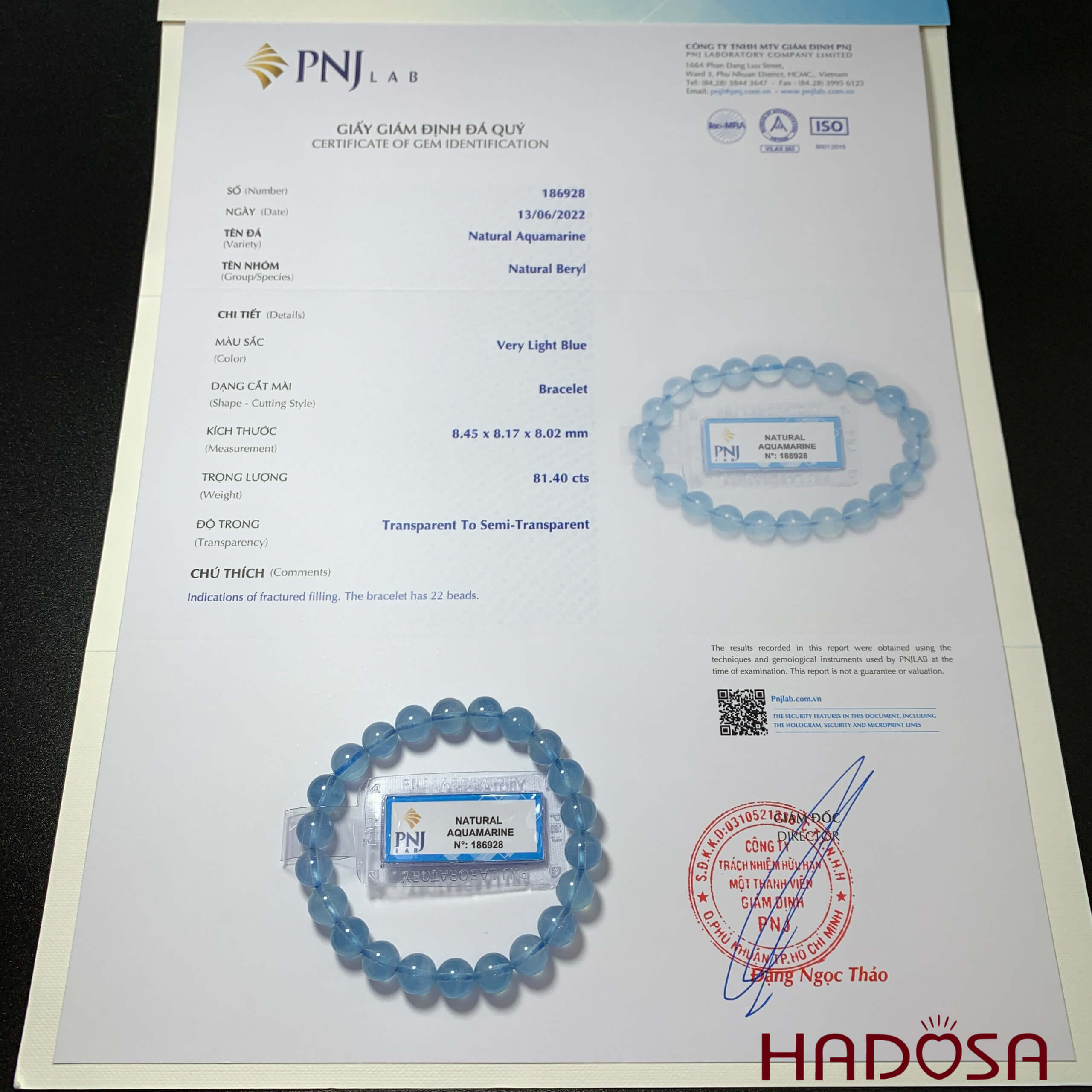 Vòng đá Aquamarine 8mm chuẩn 6A