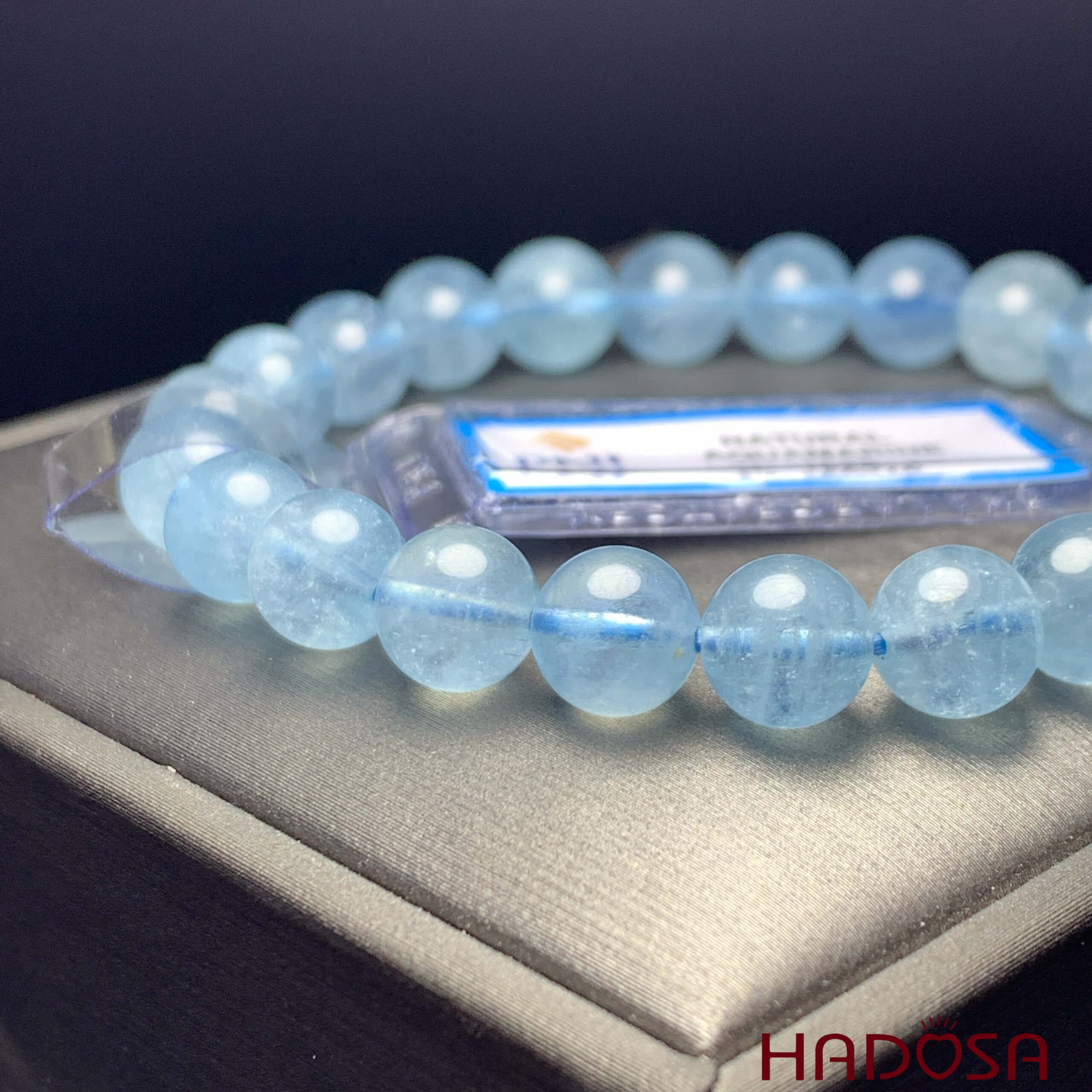 Vòng đá Aquamarine 8mm chuẩn 6A