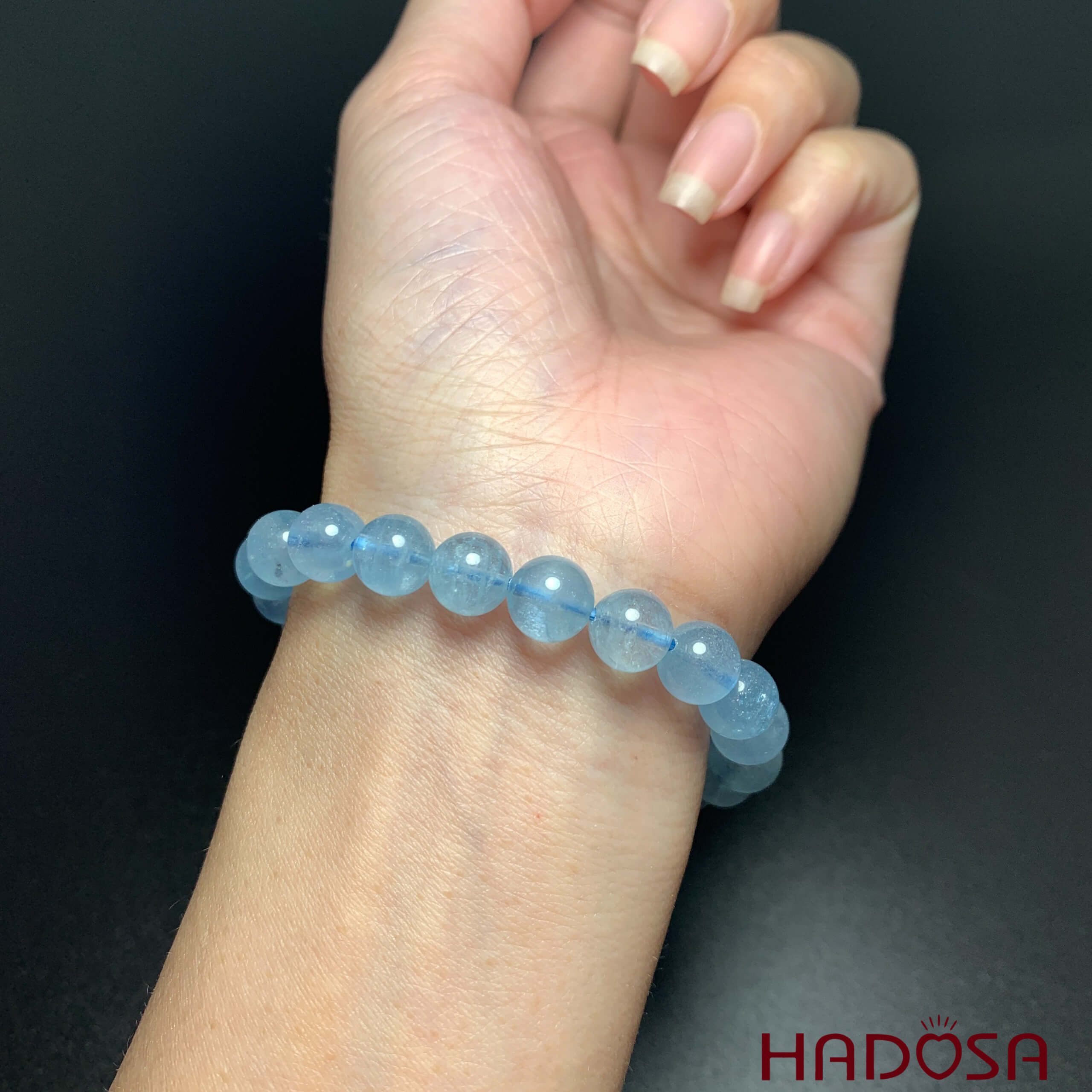 Vòng đá Aquamarine 8mm chuẩn 6A