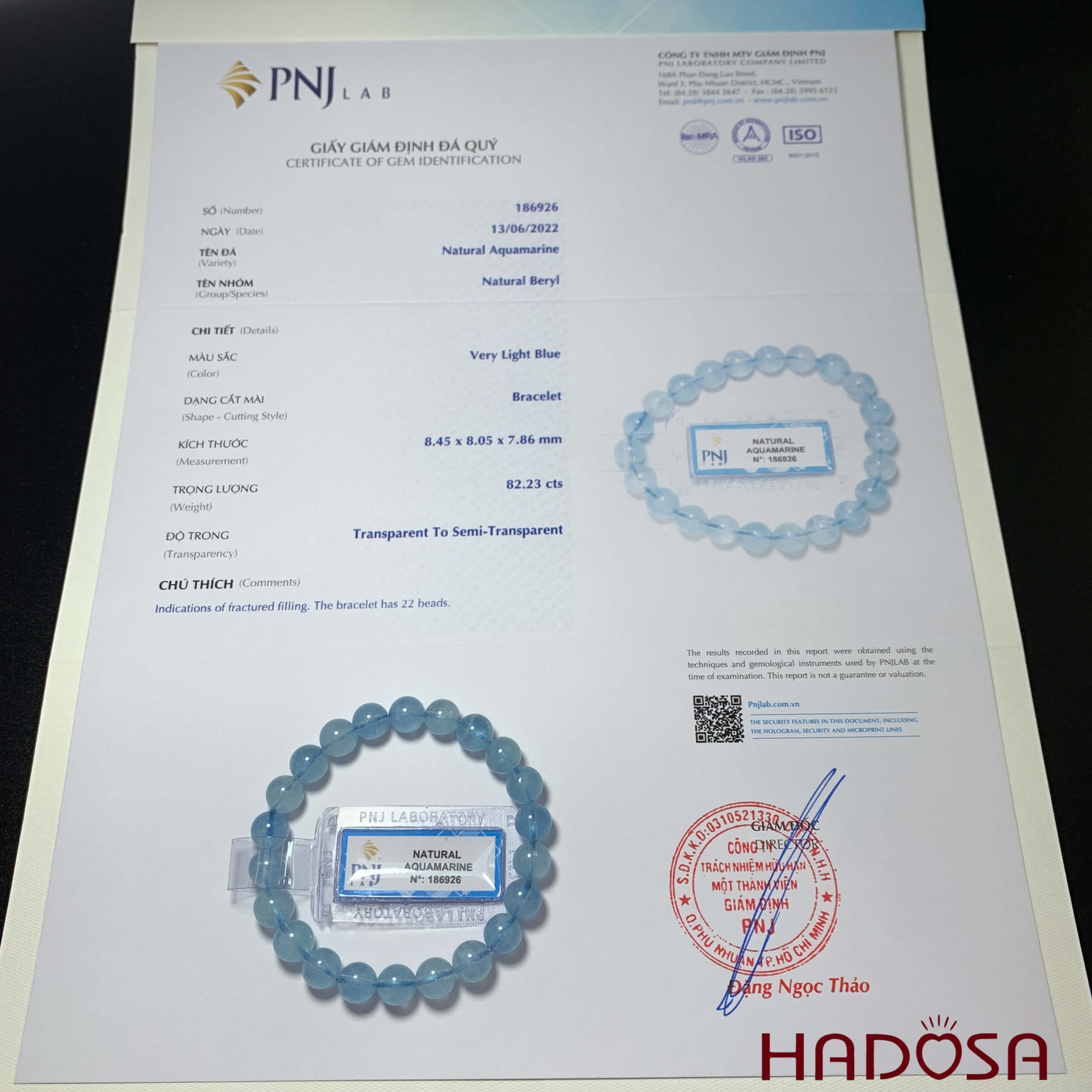 Vòng tay Aquamarine 08mm 6A