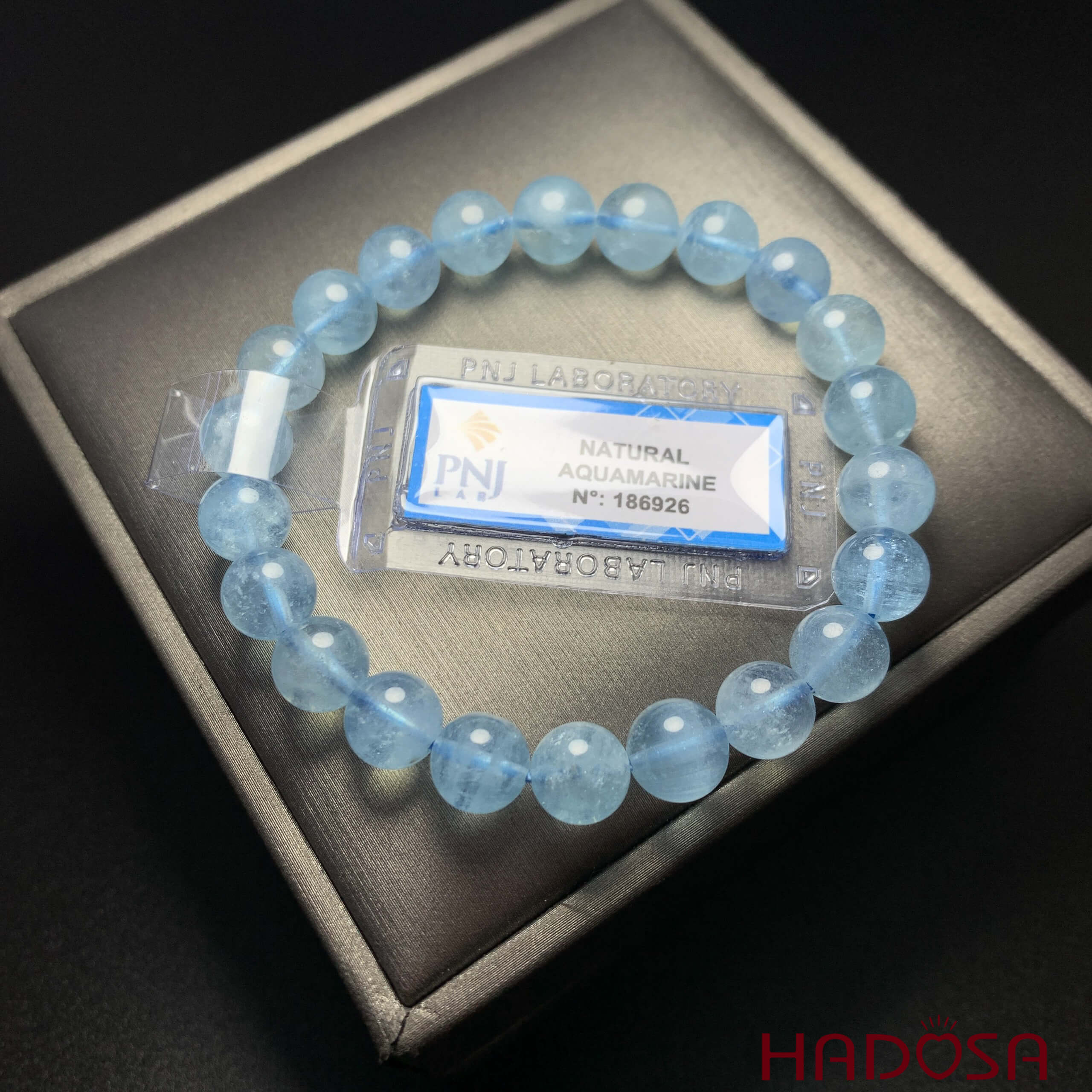 Vòng đá Aquamarine 8mm chuẩn 6A