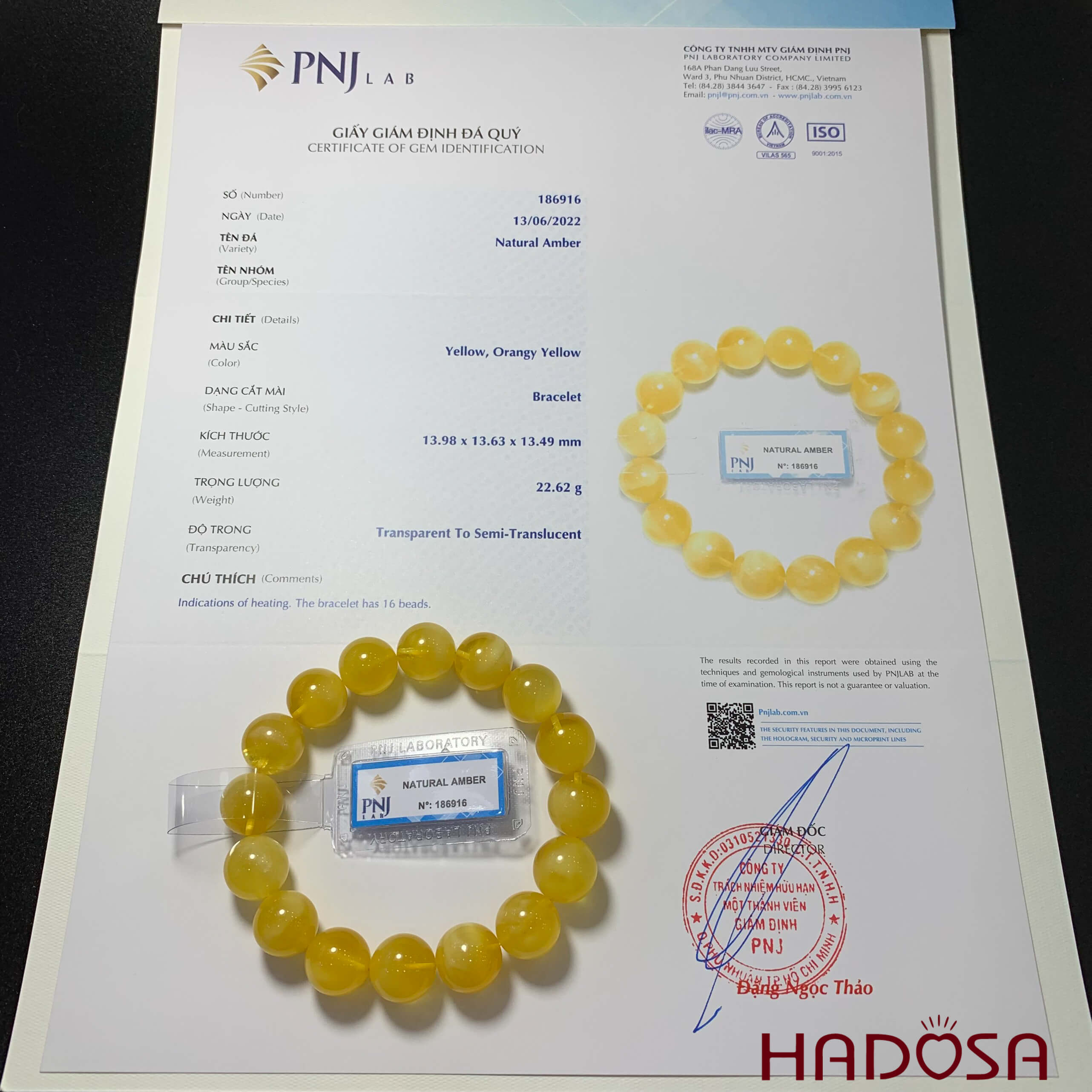 Vòng Hổ Phách Baltic vàng vân sữa 13mm