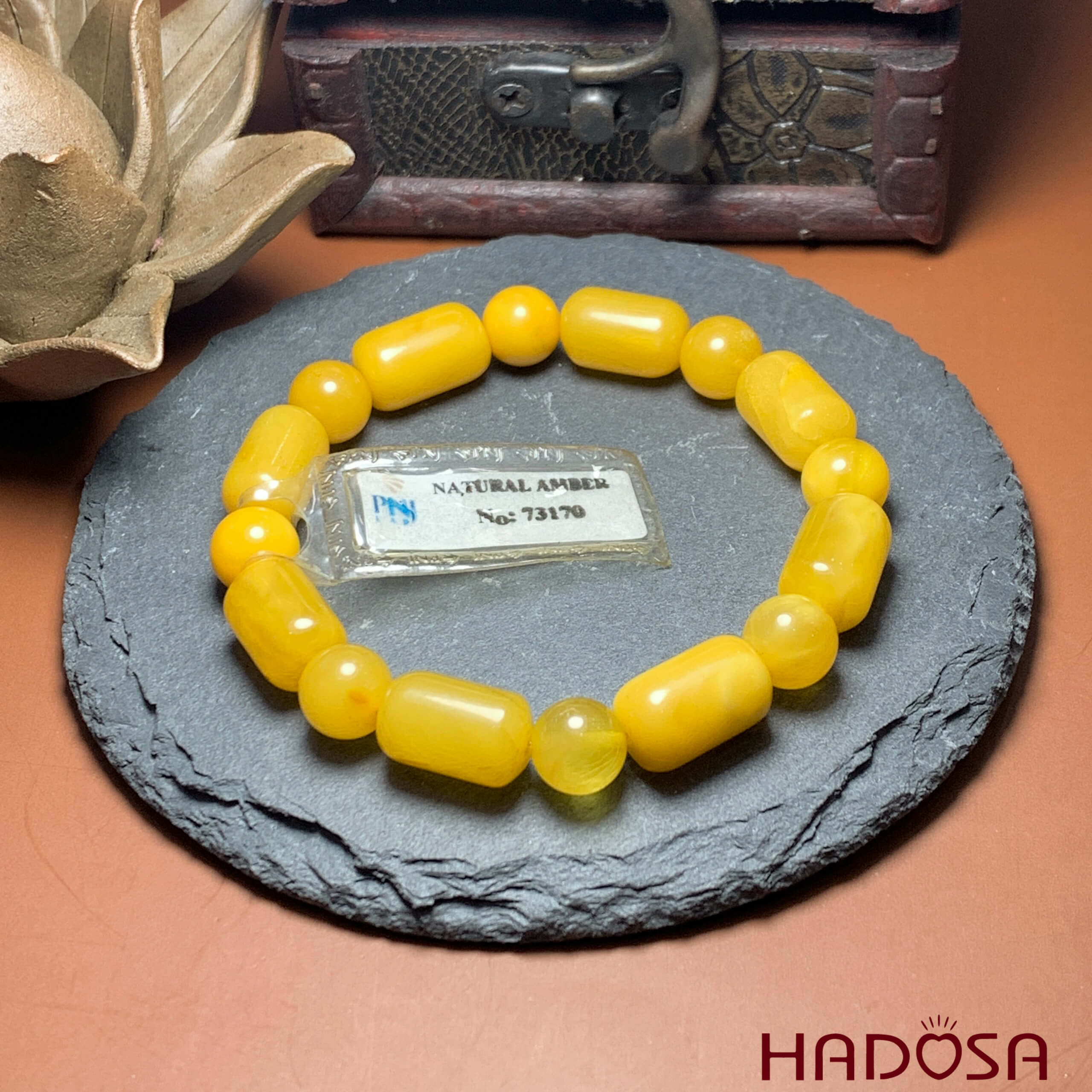 Vòng Hổ Phách Baltic mật lạp hạt trụ tròn 9mm