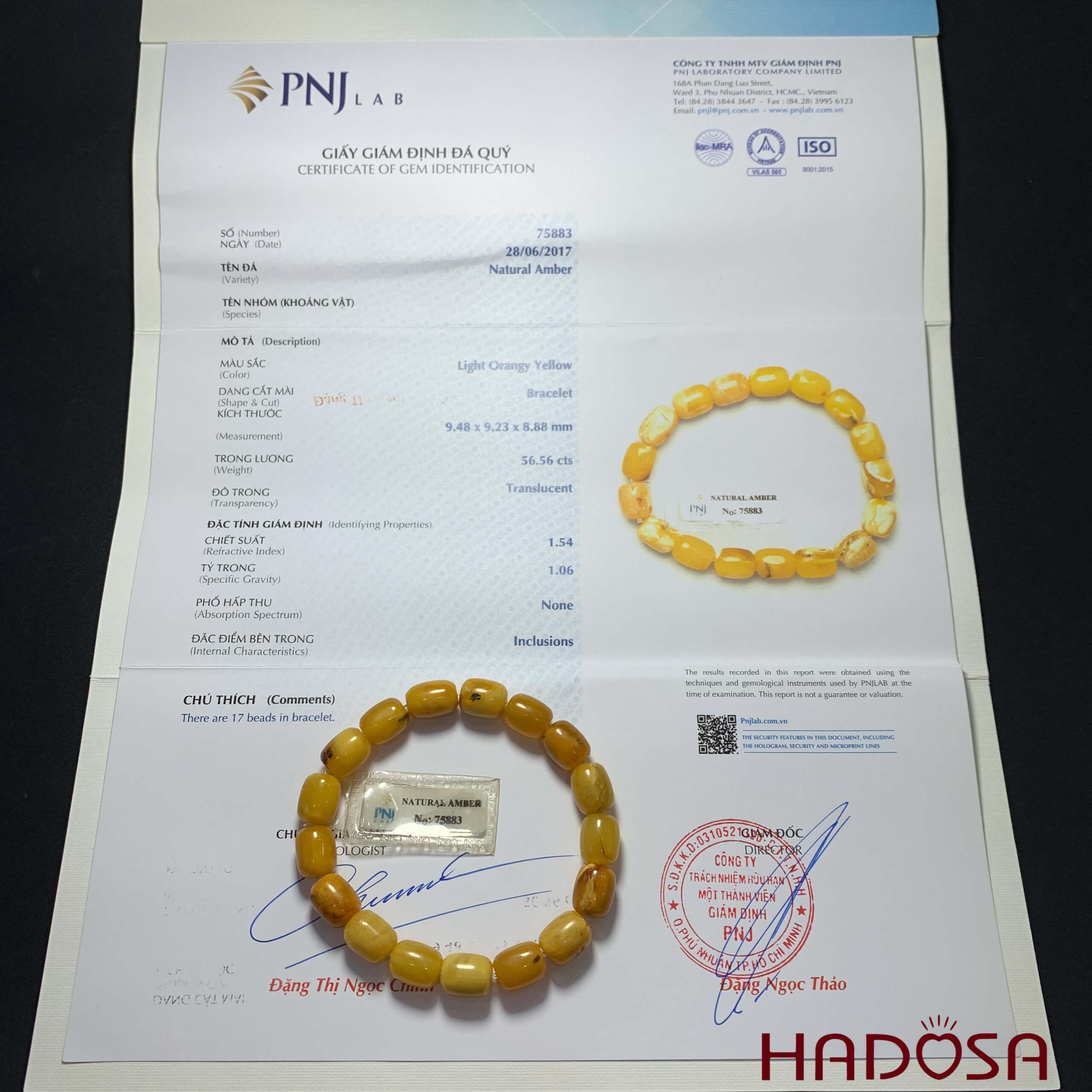 Vòng Hổ Phách mật lạp hạt đốt 9x12mm