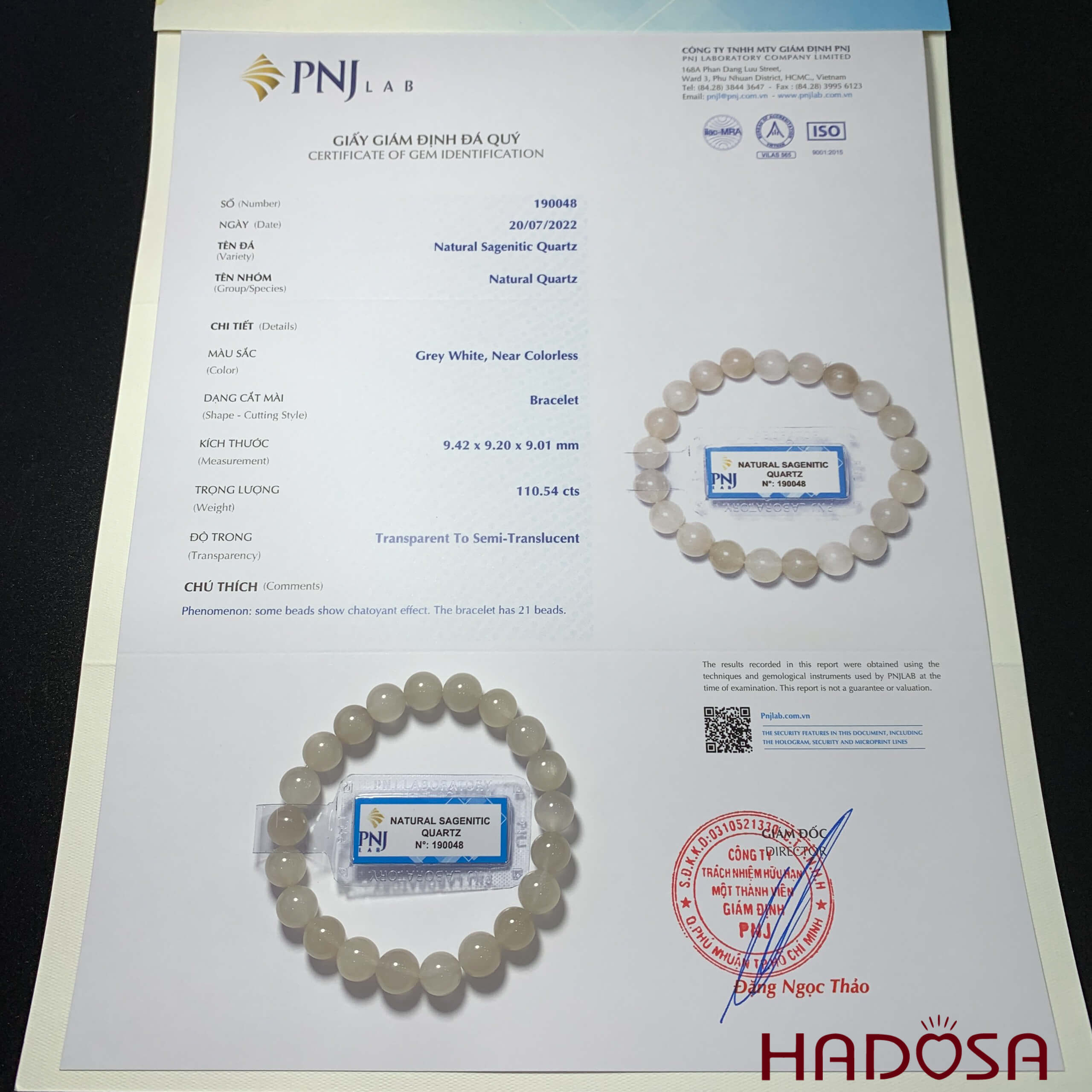 Vòng thạch ạnh tóc bạch kim 9mm cao cấp chuẩn 6A