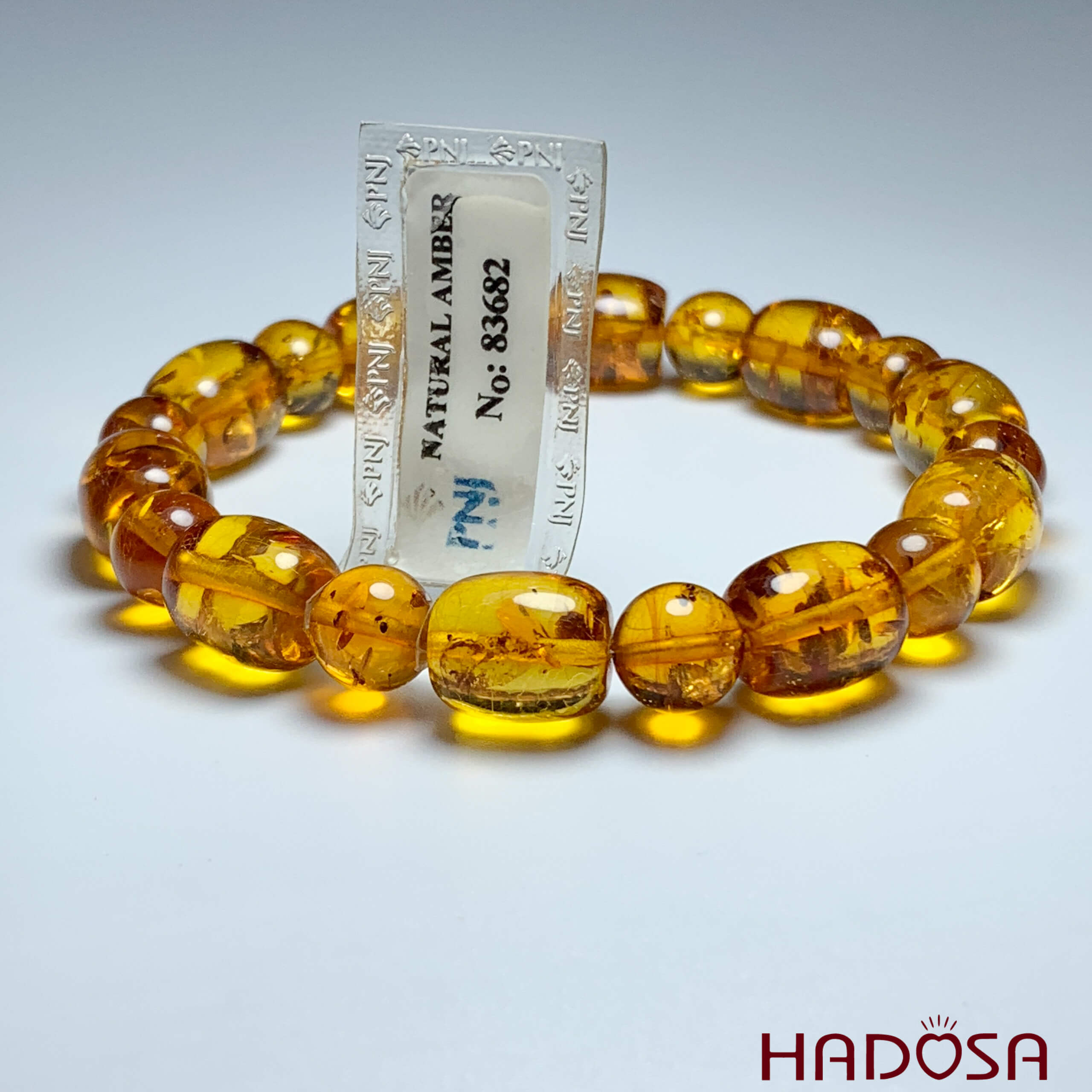 Vòng Hổ Phách Baltic cognac vàng đậm hạt đốt 10x12mm