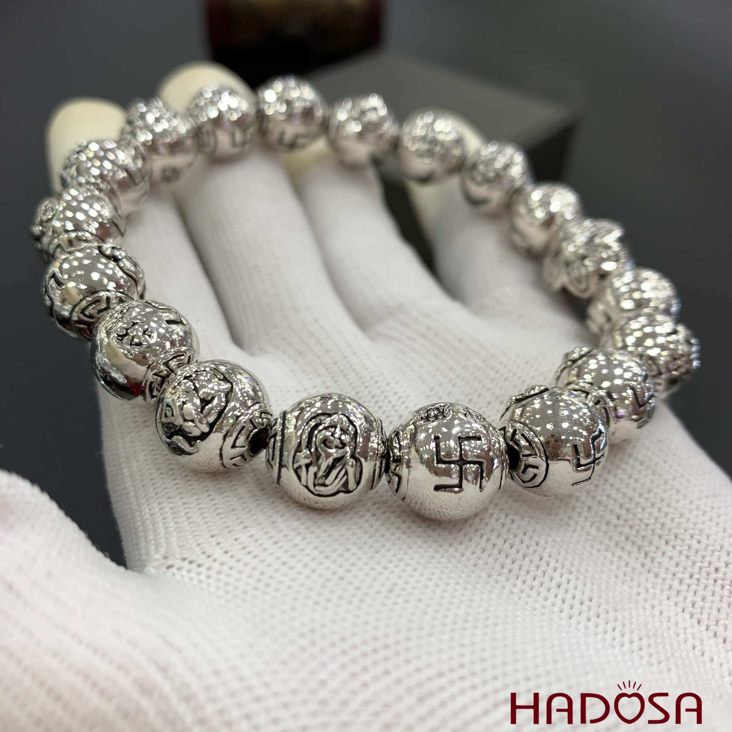 Vòng hạt bạc Thái size 12mm