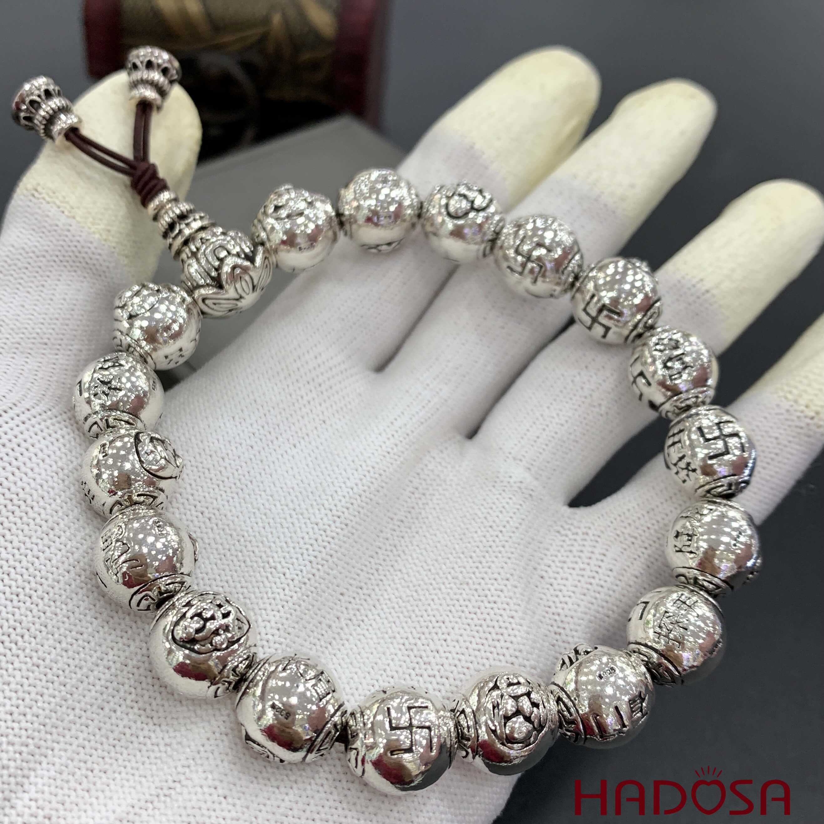 Vòng hạt bạc Thái size 12mm