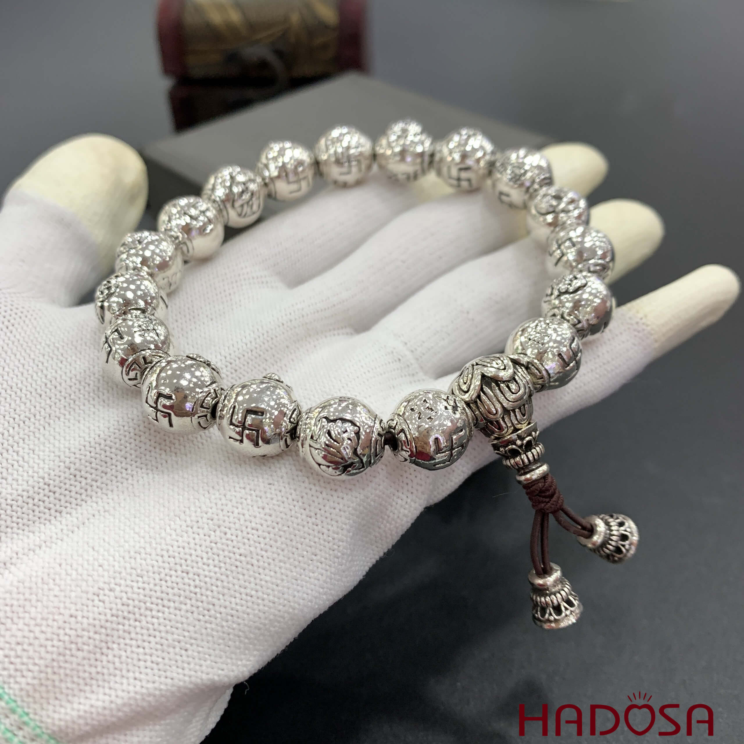 Vòng hạt bạc Thái size 12mm