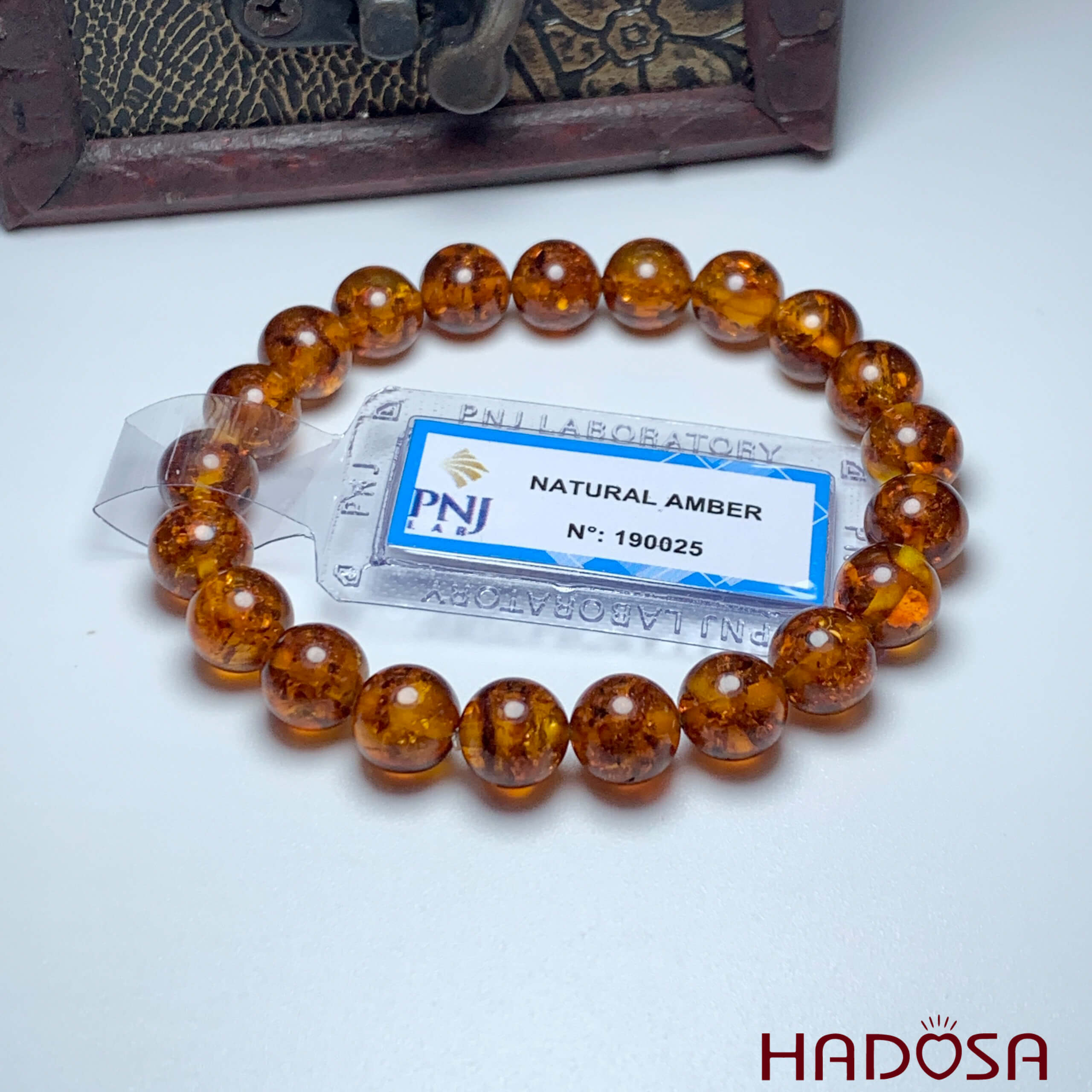 Vòng Hổ Phách Baltic nâu đỏ 08mm đặc biệt cao cấp