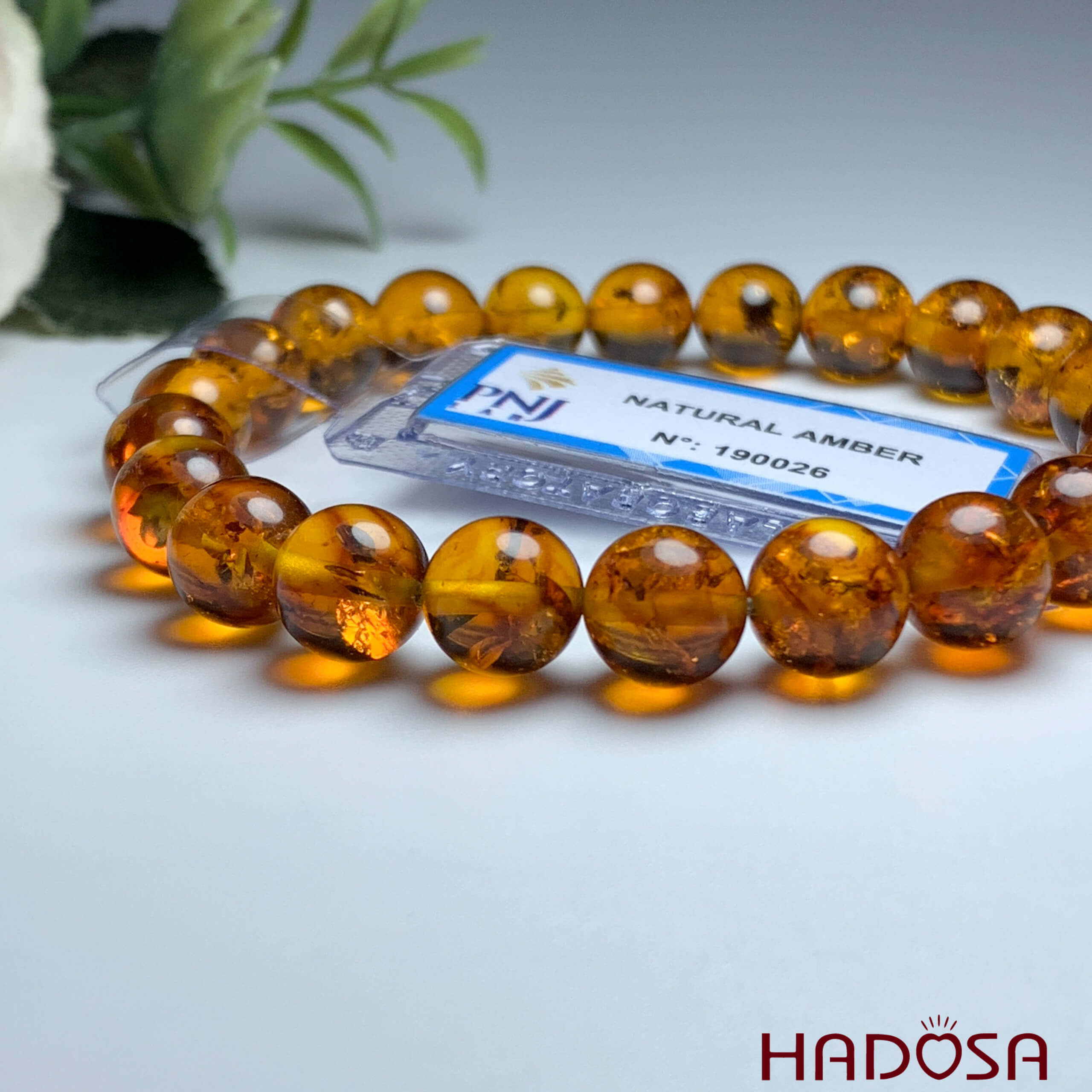 Vòng Hổ Phách Baltic vàng đậm 8mm