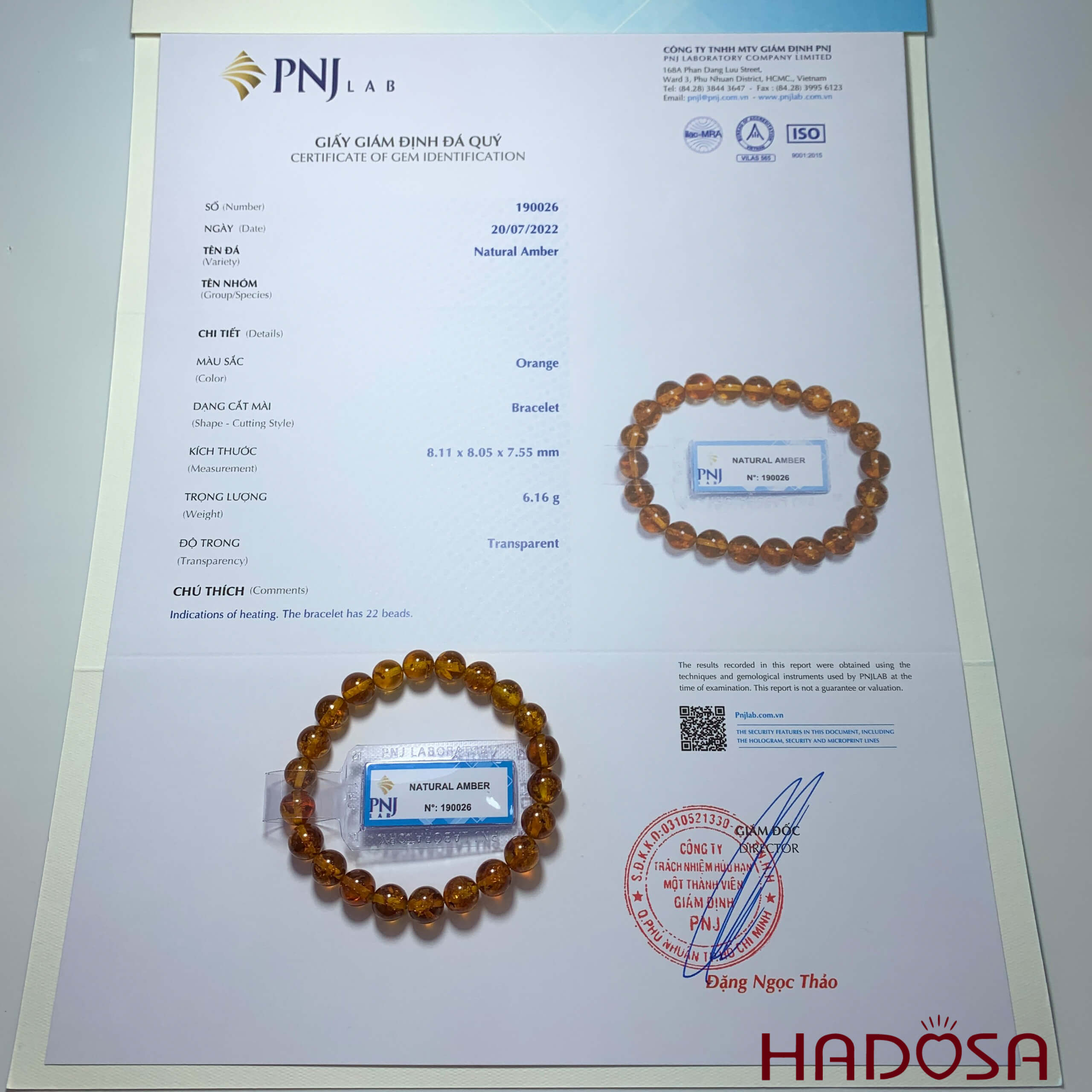 Vòng Hổ Phách Baltic vàng đậm 8mm