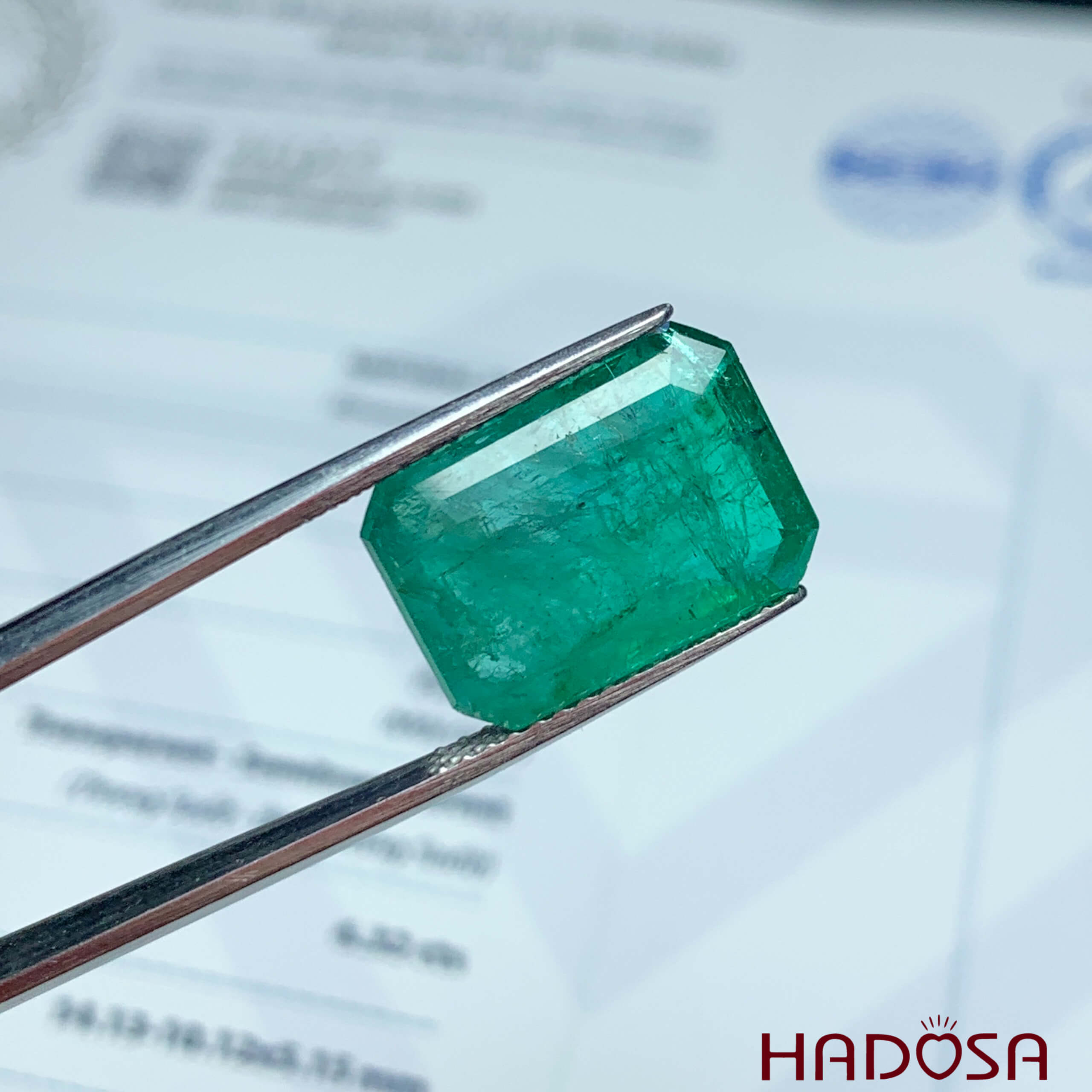 Mặt trang sức Emerald chữ nhật cao cấp