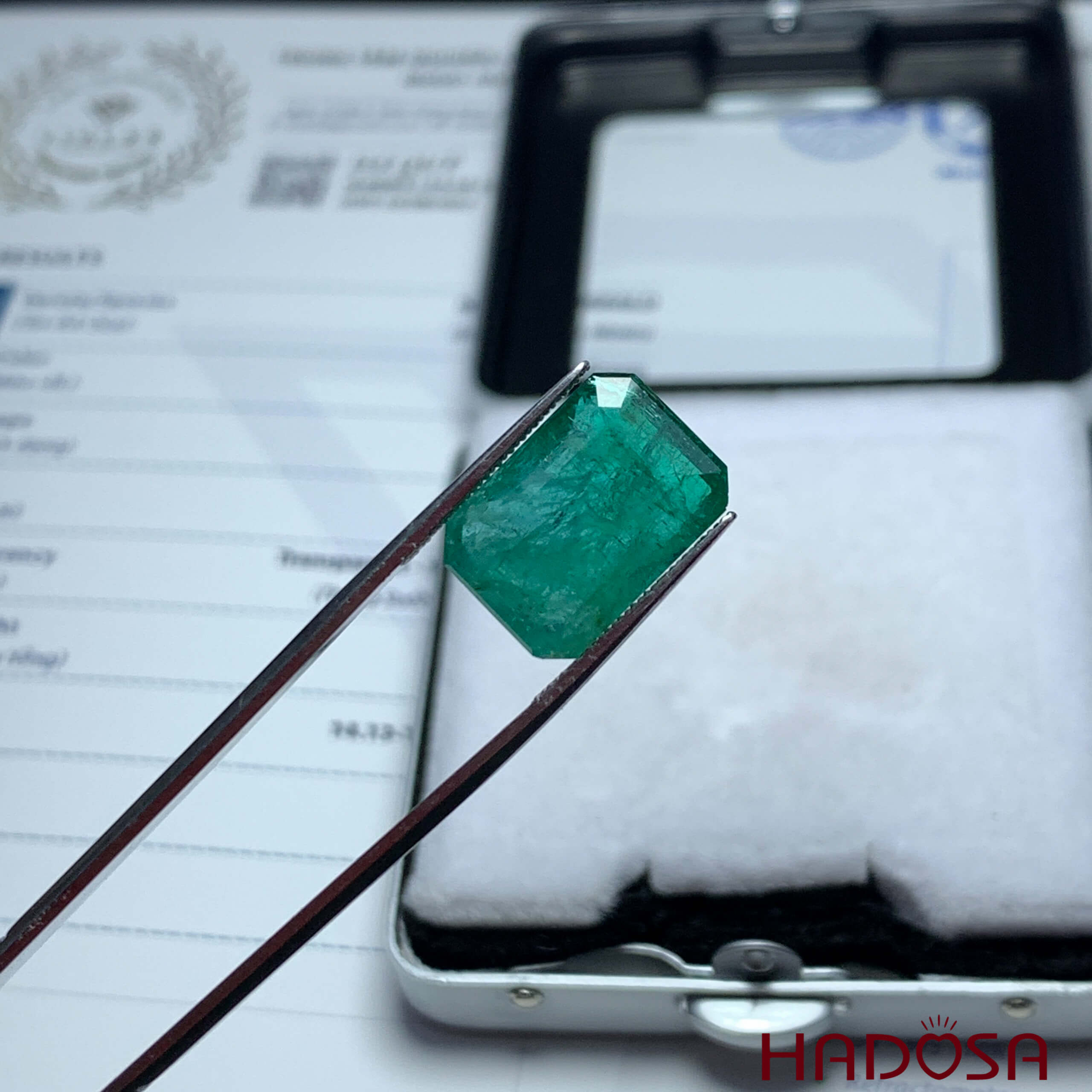 Mặt trang sức Emerald chữ nhật cao cấp