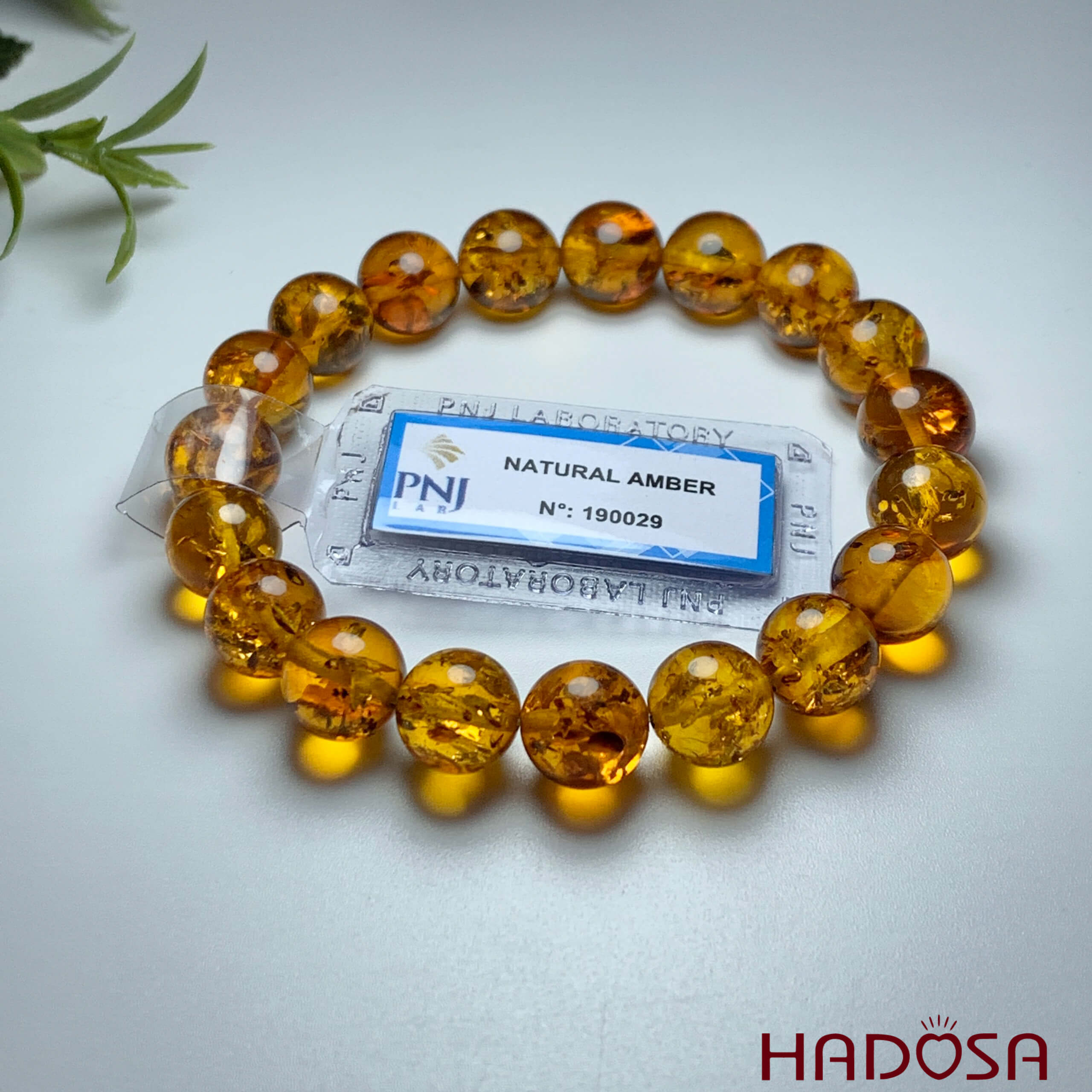 Hổ Phách Baltic cognac vàng đậm 10mm