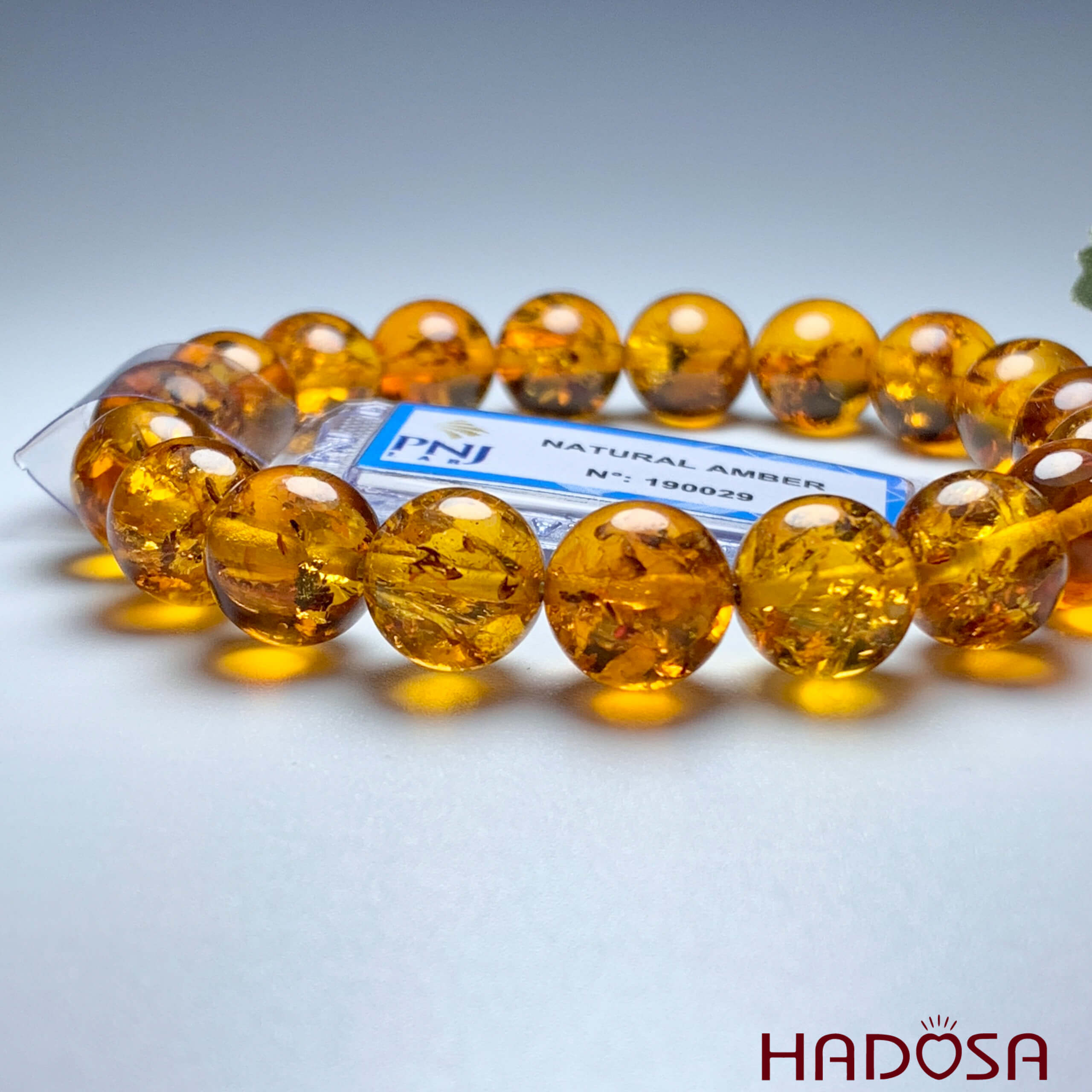 Hổ Phách Baltic cognac vàng đậm 10mm