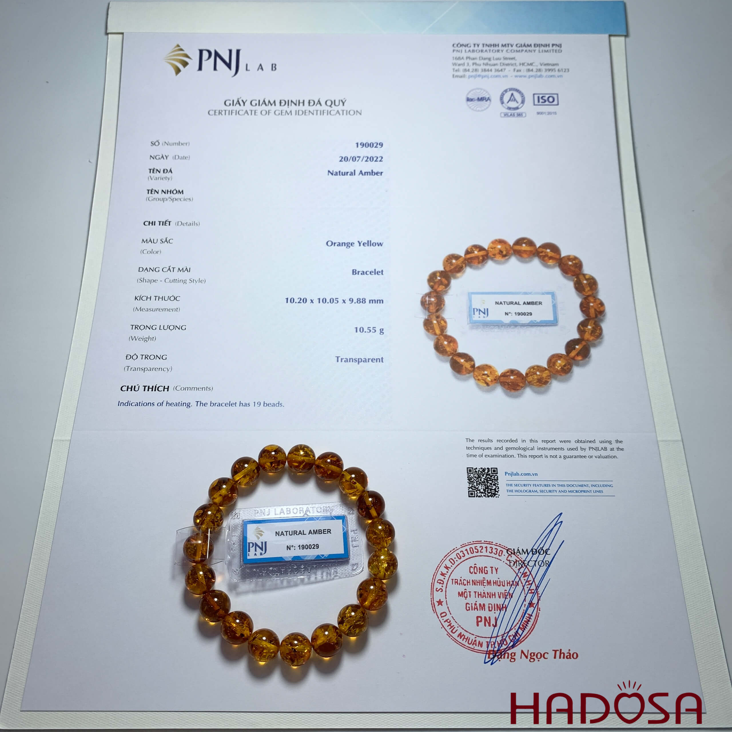 Hổ Phách Baltic cognac vàng đậm 10mm