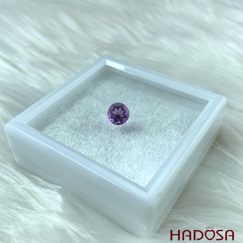 Mặt đá thạch anh tím Amethyst tròn 8mm 5A
