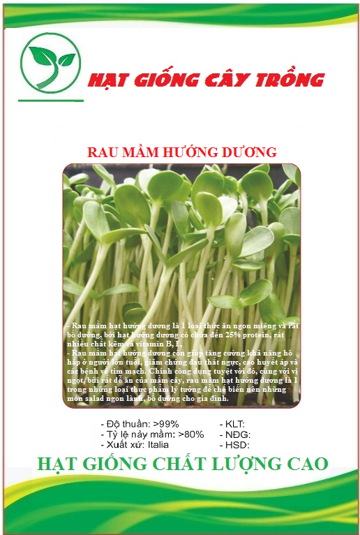 Hạt Giống Rau Mầm Hướng Dương - Gói 50gram