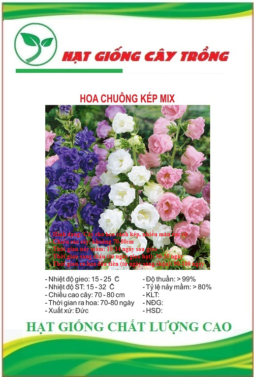 Hạt giống hoa chuông kép nhiều màu - Gói 50 hạt