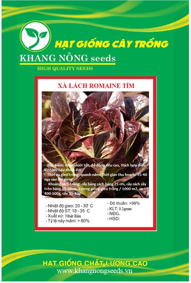 Hạt Giống Xà Lách ROMAINE Đỏ - Gói 0.2gram