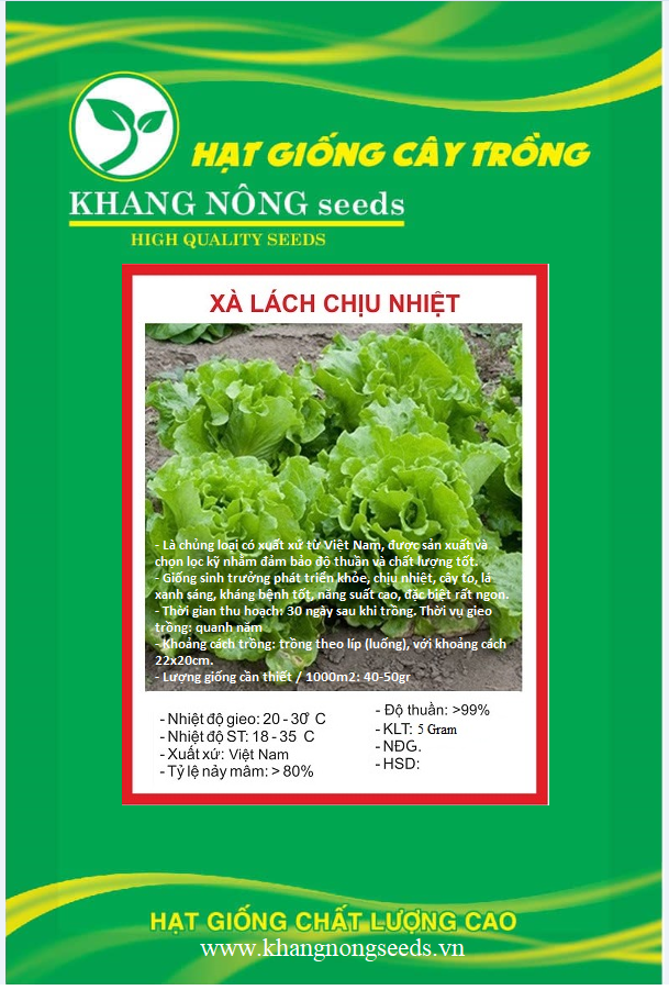Hạt Giống Rau Xà Lách Chịu Nhiệt - Gói 5gram