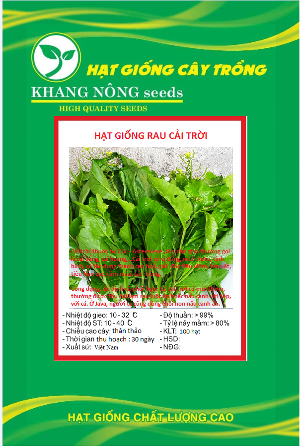 Hạt giống rau cải trời (cải hoang) - gói 100 hạt