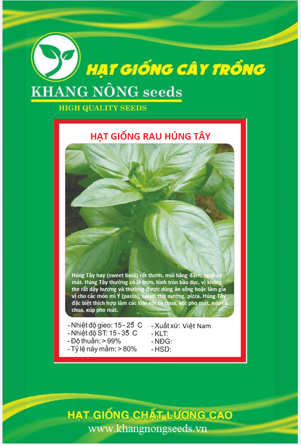 Hạt Giống Rau Húng Tây Basil Ý - Gói 100 hạt