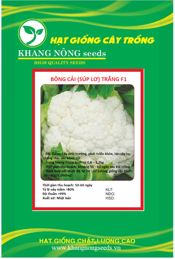 Hạt Giống Súp Lơ ( Bông Cải ) Trắng - Gói 0.2gram