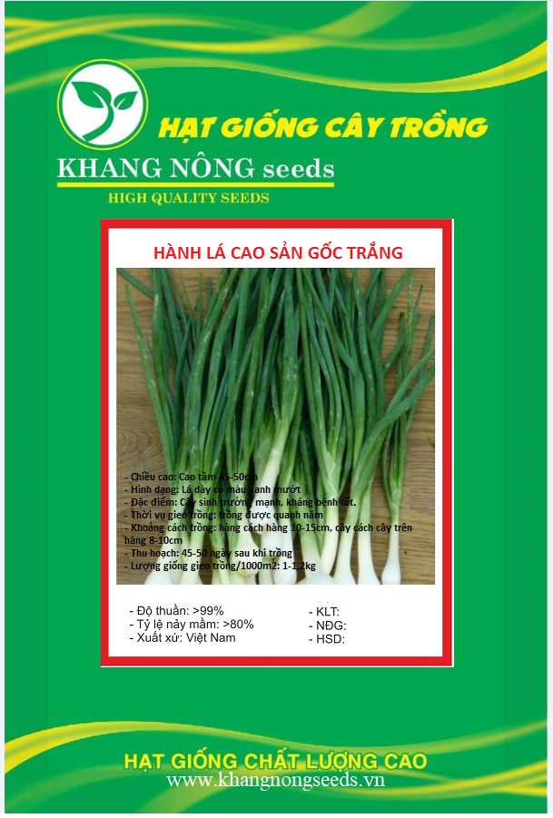 Hạt Giống Hành Lá Gốc Trắng Cao Sản  - Gói 2gram