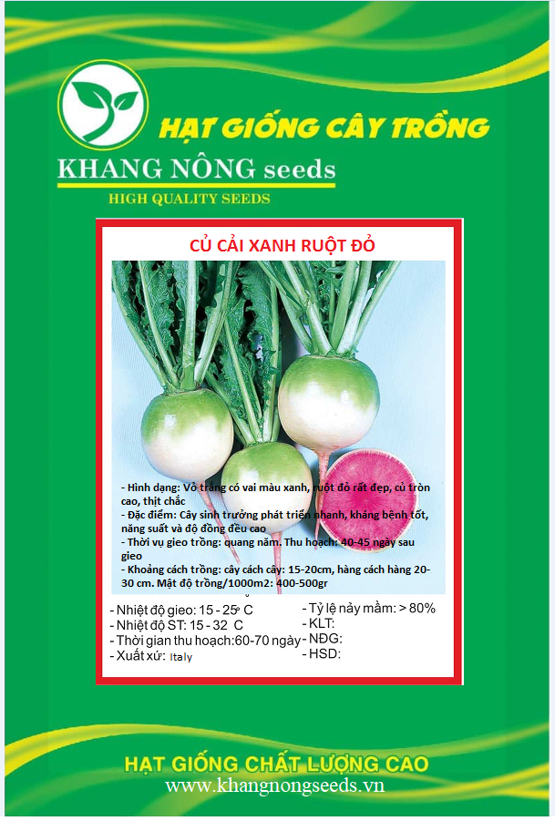 Hạt giống củ cải xanh ruột đỏ - Gói 2gram