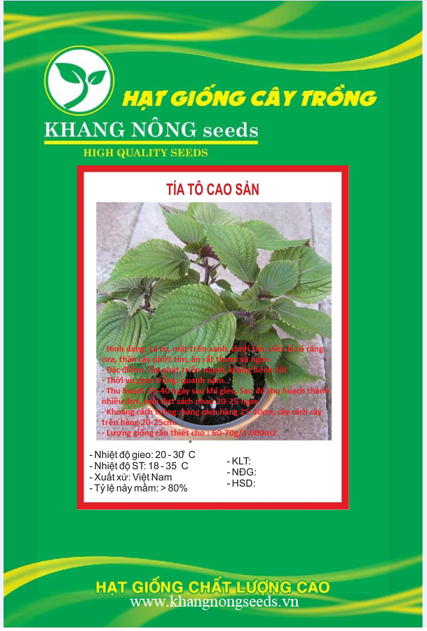 Hạt Giống Rau Tía Tô Cao Sản - Gói 2gram