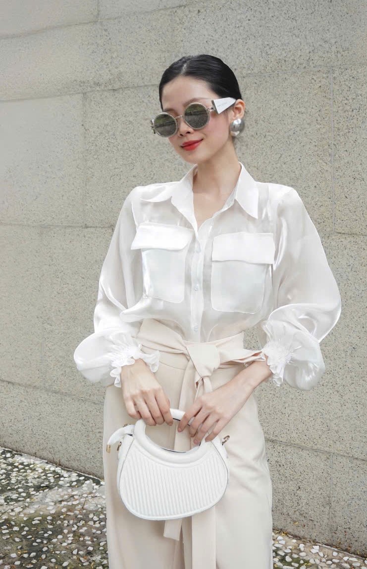 VELLE DESIGN áo sơ mi Maly chất liệu lụa tơ organza