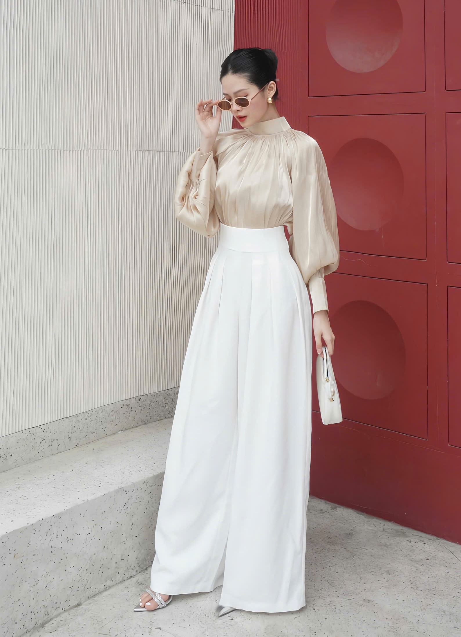 VELLE DESIGN áo Mari chất lụa tơ organza tiểu thư thanh lịch
