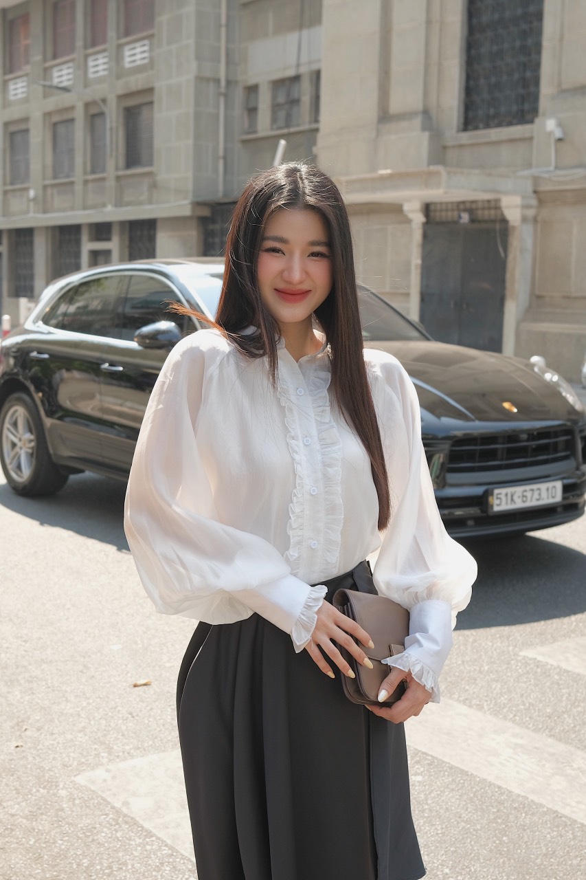Áo sơ mi bèo Lini chất tơ ánh kim sang trọng VELLE DESIGN