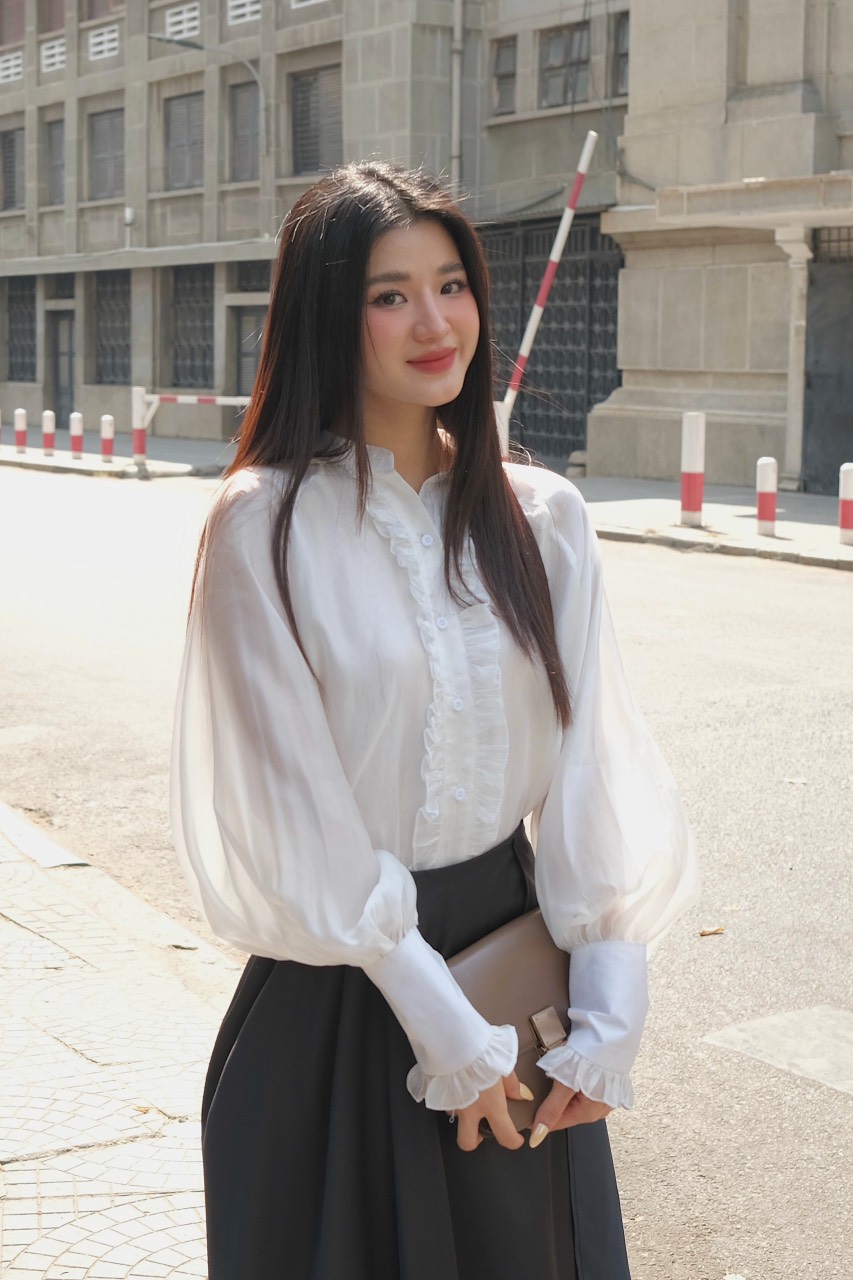 Áo sơ mi bèo Lini chất tơ ánh kim sang trọng VELLE DESIGN