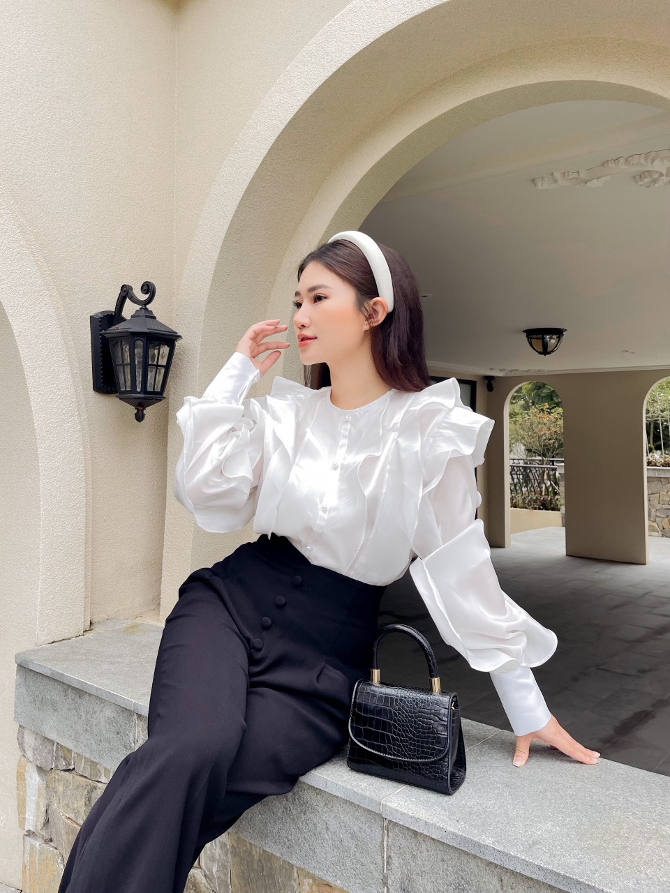 VELLE DESIGN áo công sở nữ Fanny lụa tơ organza