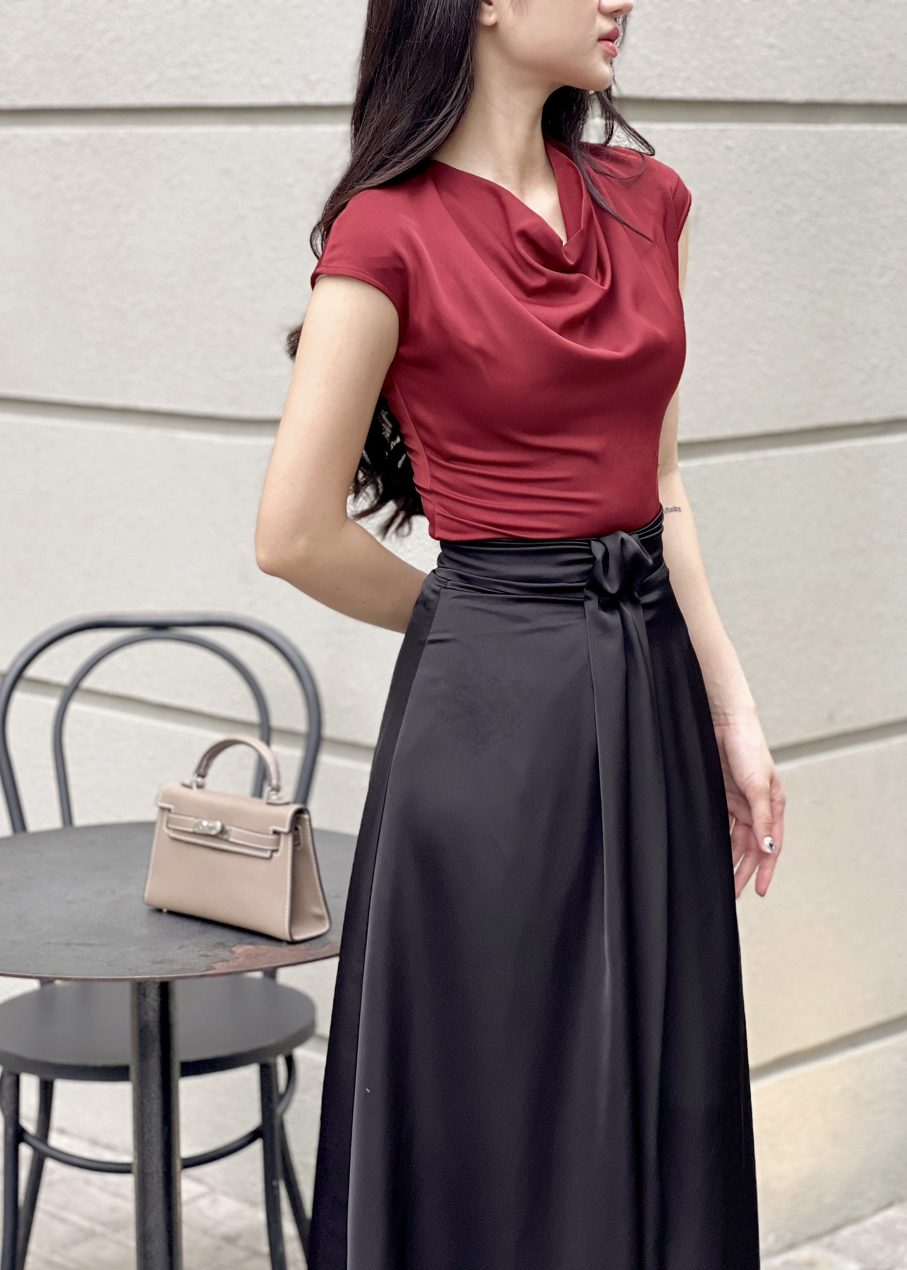 VELLE DESIGN chân váy lụa dáng chữ a , Alia chất lụa hàn dày dặn sang trọng