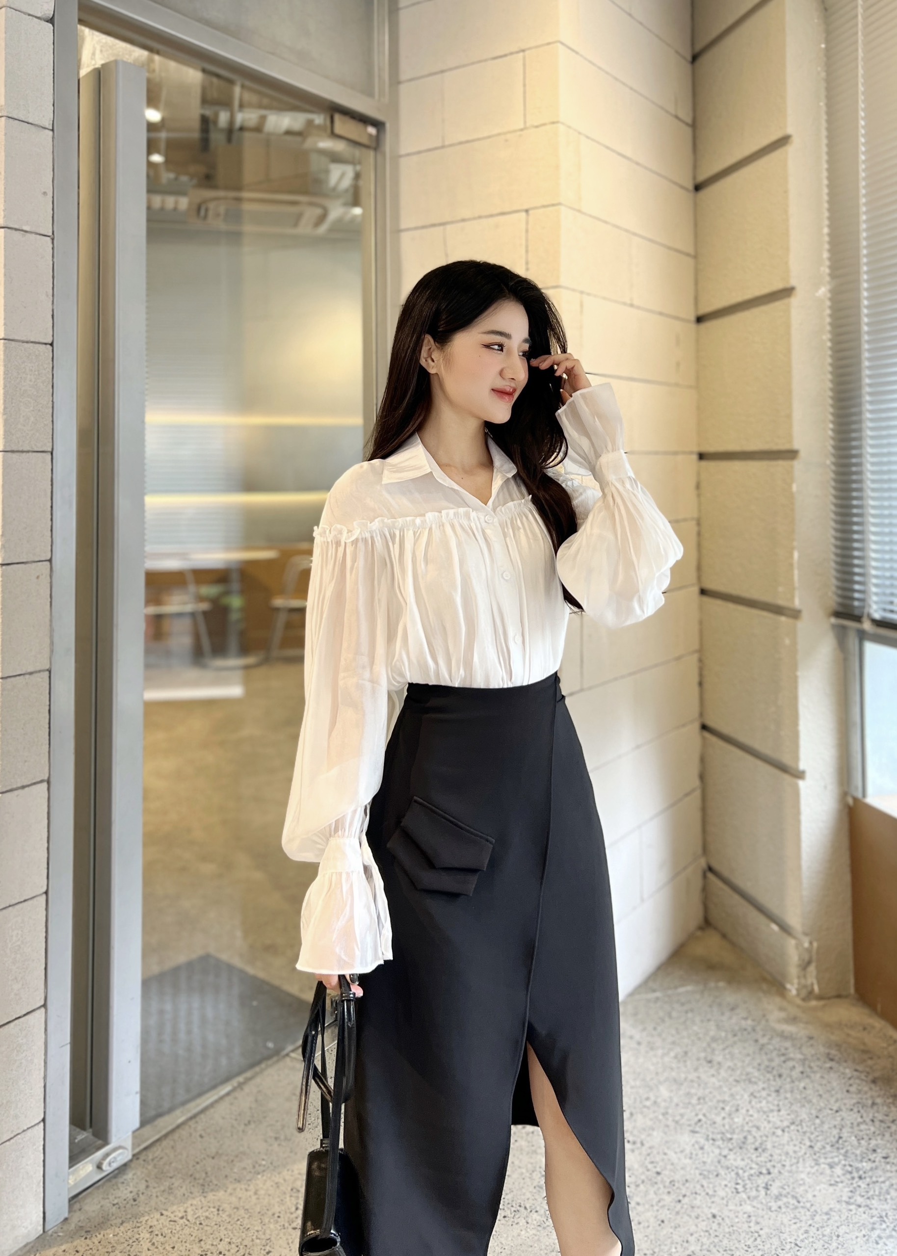 VELLE DESIGN chân váy công sở Xana chất cotton hàn dày dặn,kiểu dáng thanh lịch hiện đại
