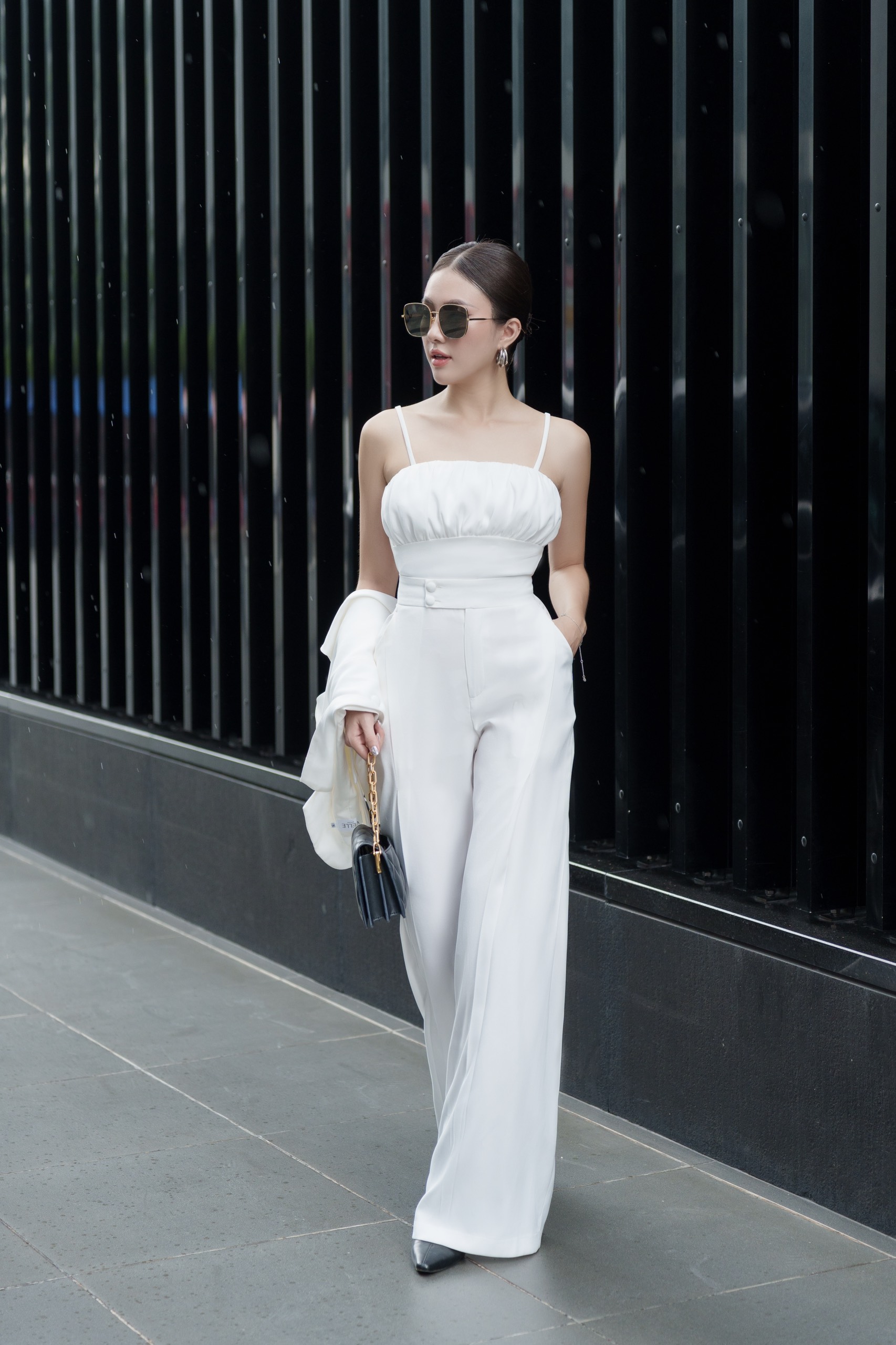 VELLE DESIGN áo khoác ngoài Jia chất cotton lụa hàn dày dặn không nhăn