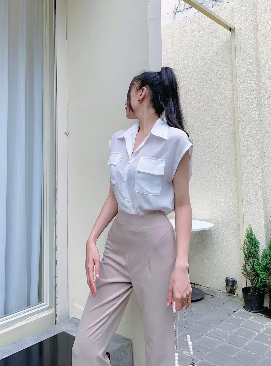 VELLE DESIGN Áo sơ mi Jola chất linen Hàn mỏng nhẹ mượt mát không nhăn
