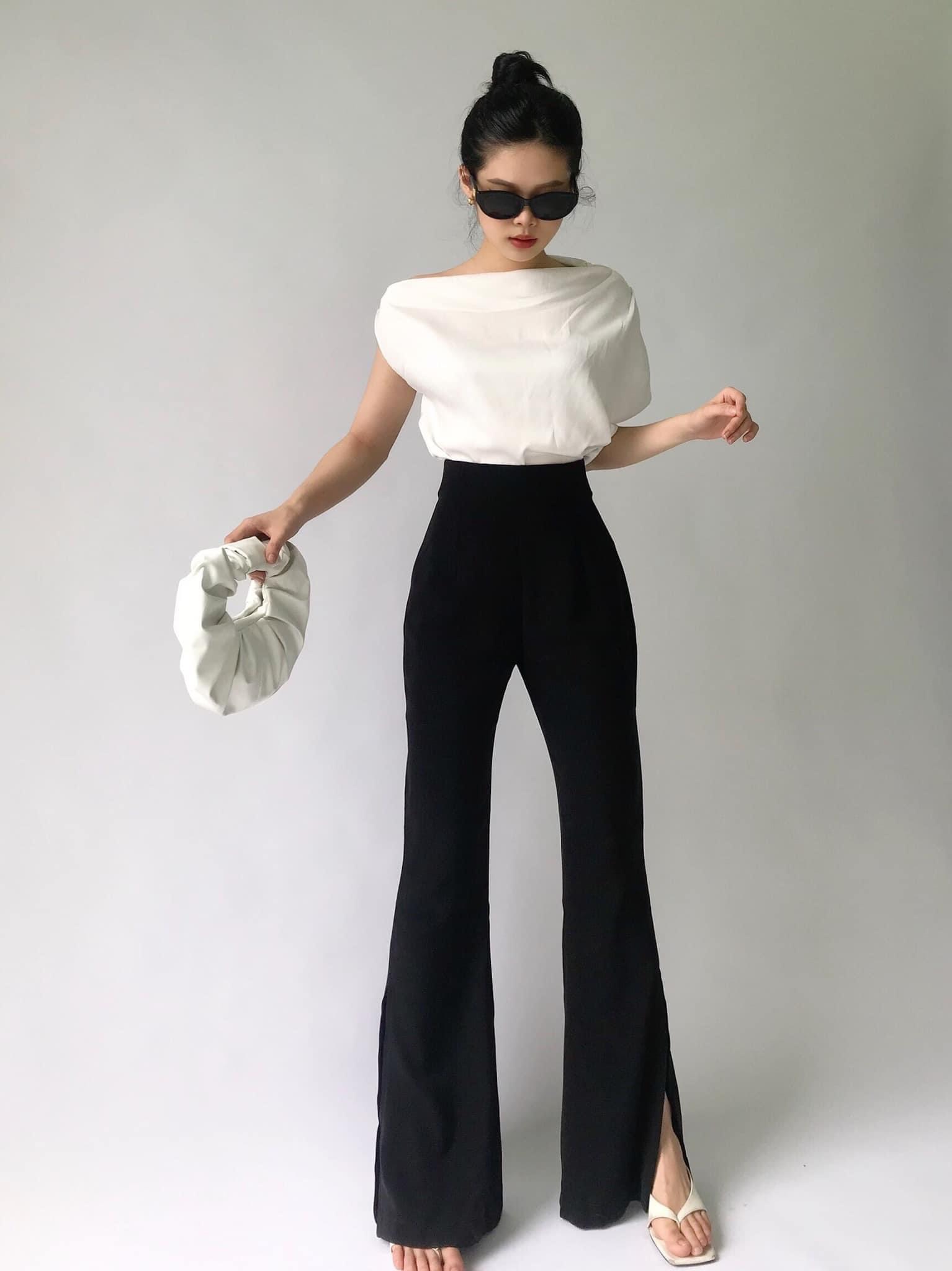 VELLE DESIGN quần ôm ống xẻ Julia chất cotton gold co giãn tốt không nhăn